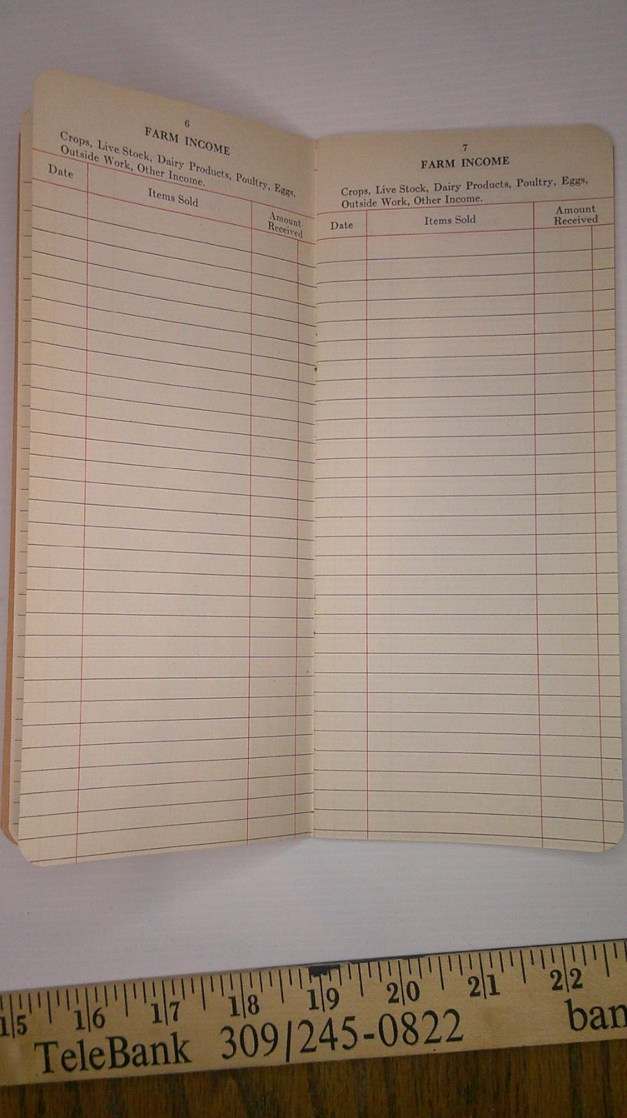 E.L. Norman auctioneer Williamsfield, Il. Farmer&rsquo;s income tax record 1943 book