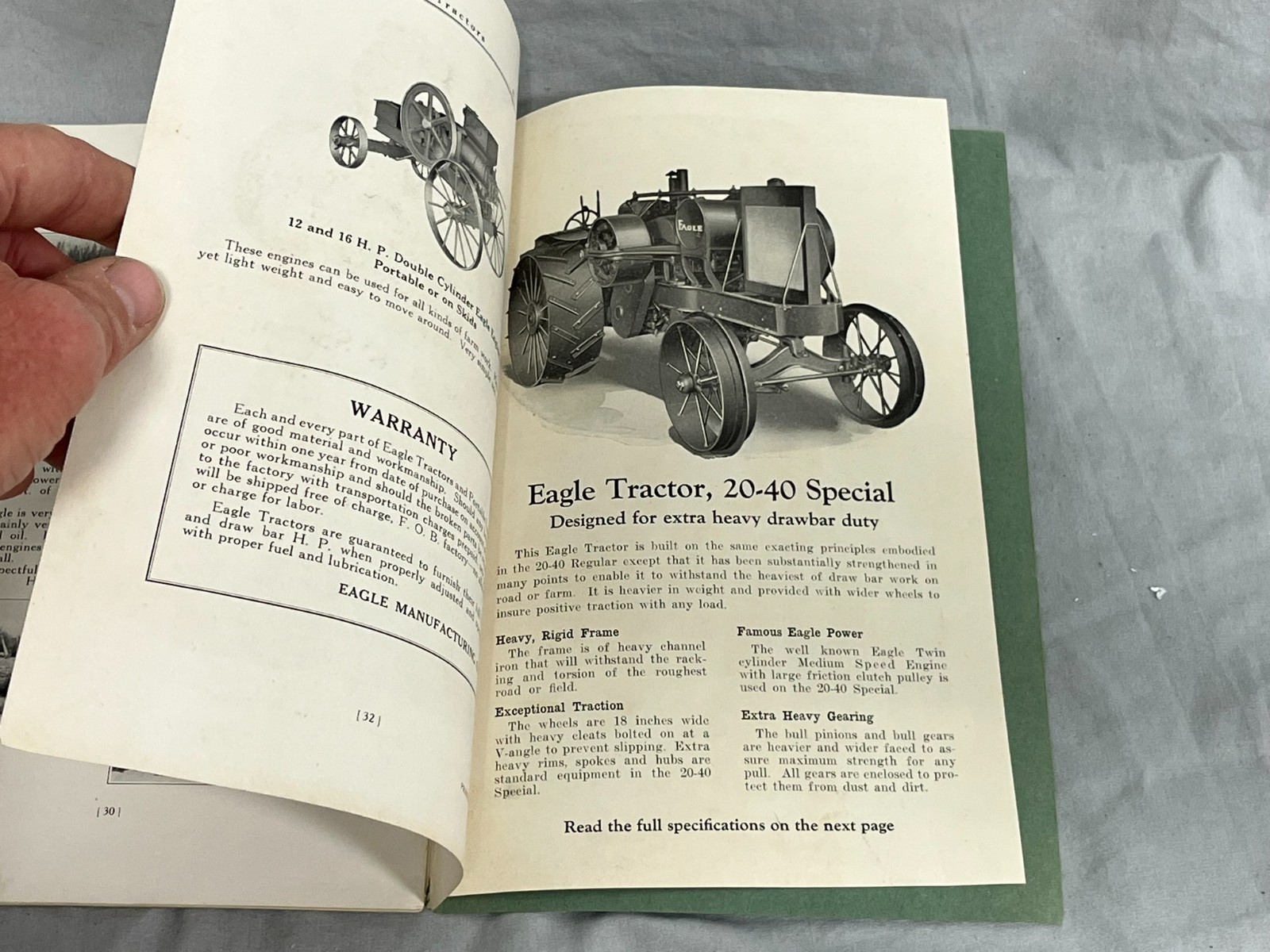 vintage 1920s EAGLE 13-25 16-30 Tractor Appleton, Wisconsin Catalog Brochure