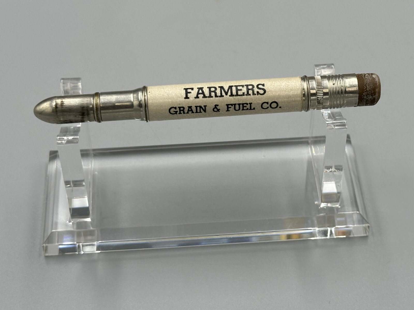 Vintage FARMERS CO-OP ELEVATOR Advertising BULLET PENCIL Clinton MN Sisseton SD