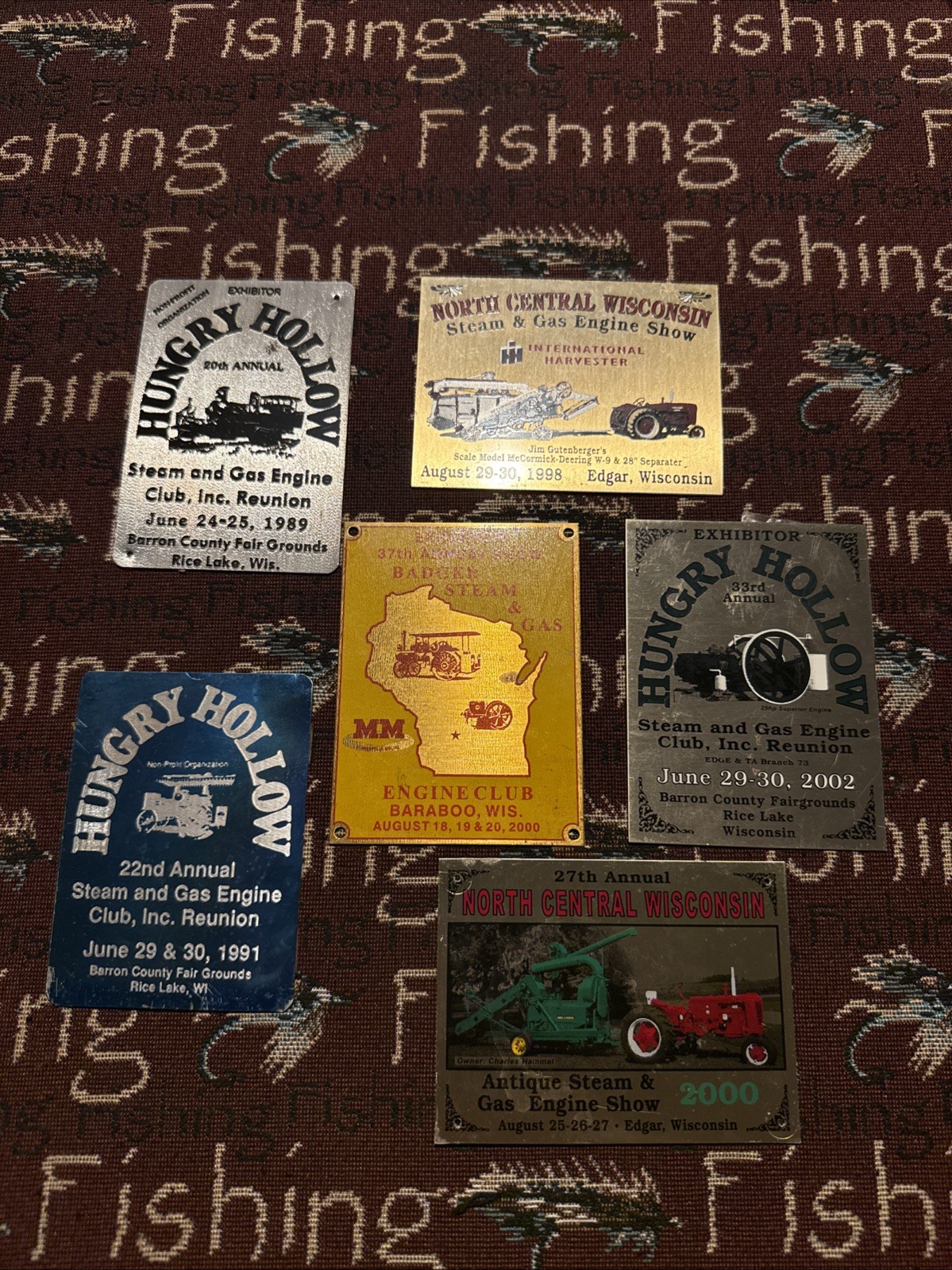 Lot Of 6 Wisconsin Steam Engine Hit & Miss Antique Tractor Show Exhibitor Plaque
