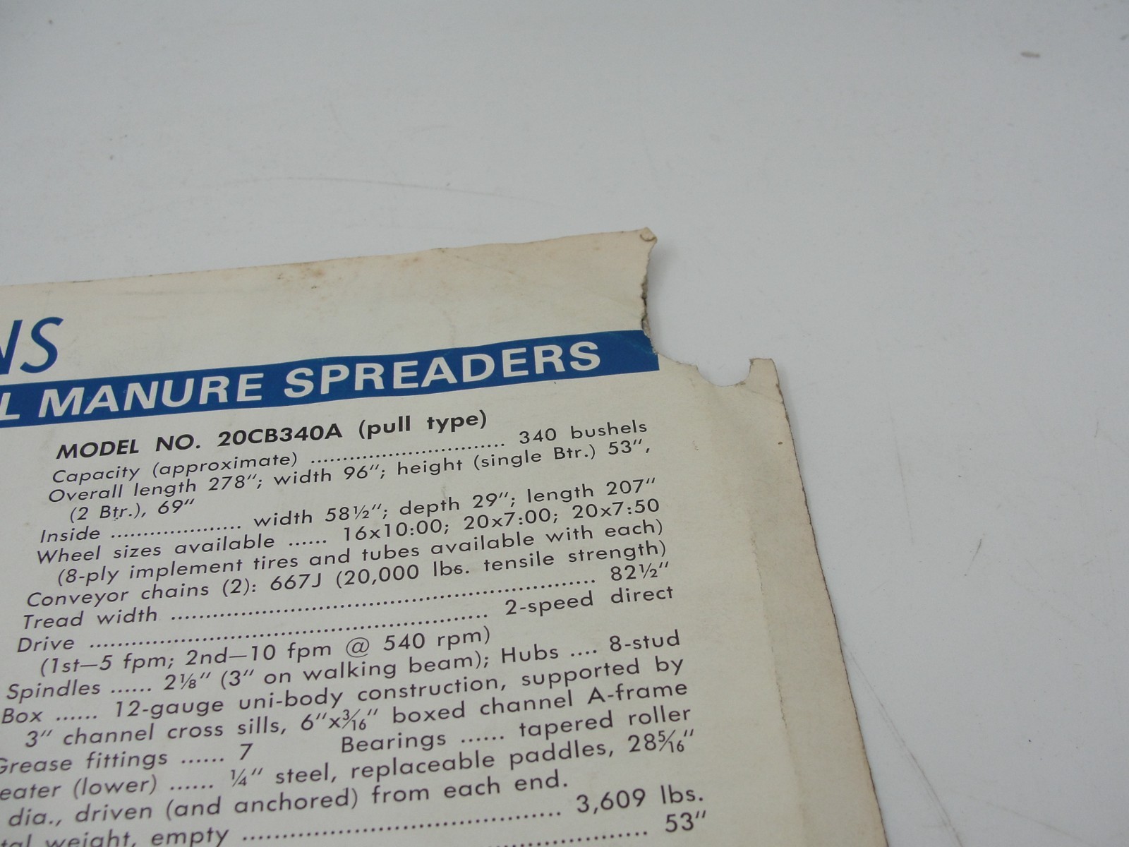 Ford Big Blue Field Engineered Manure Spreaders Brochure