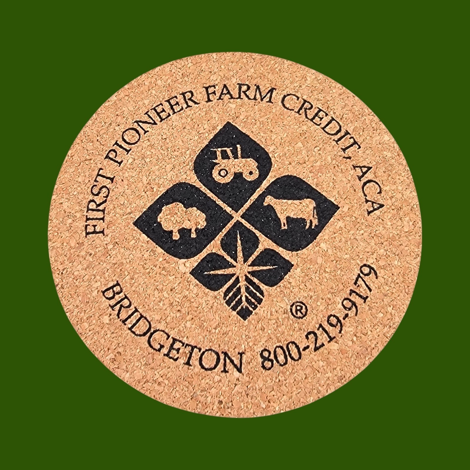 First Pioneer Farm Credit ACA Cork Coasters Bridgeton NJ Lot 13 Advertising Farm