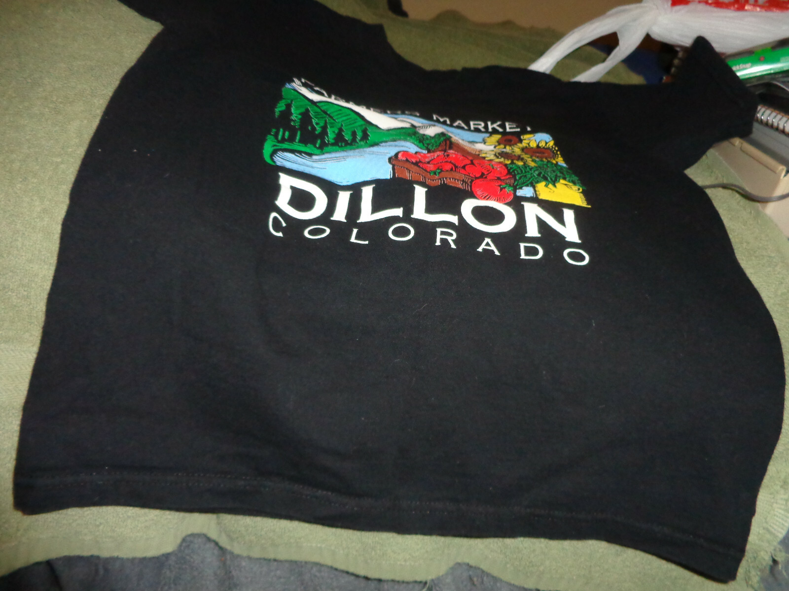 dillon colorado farmers market t-shirt, black, m (10-12)