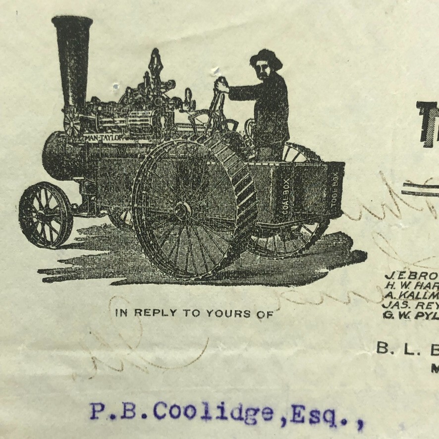 1897 AULTMAN TAYLOR Farm Tractor THRESHING Letterhead Antique Advertising