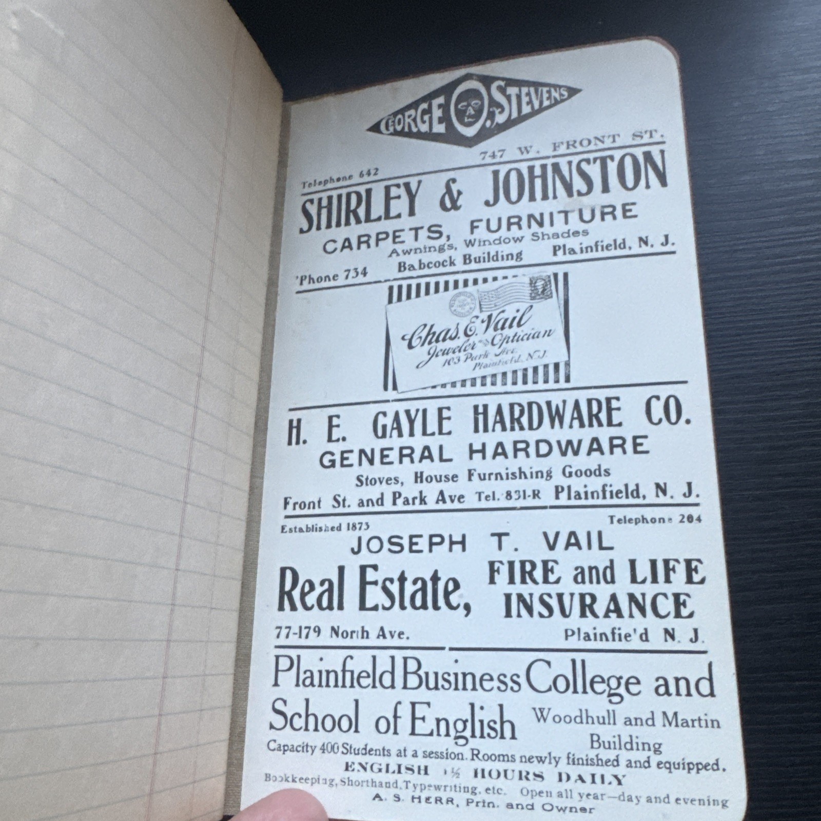 Antique Note Pad Notebook Excelsior Market Plainfield NJ First Class Meats