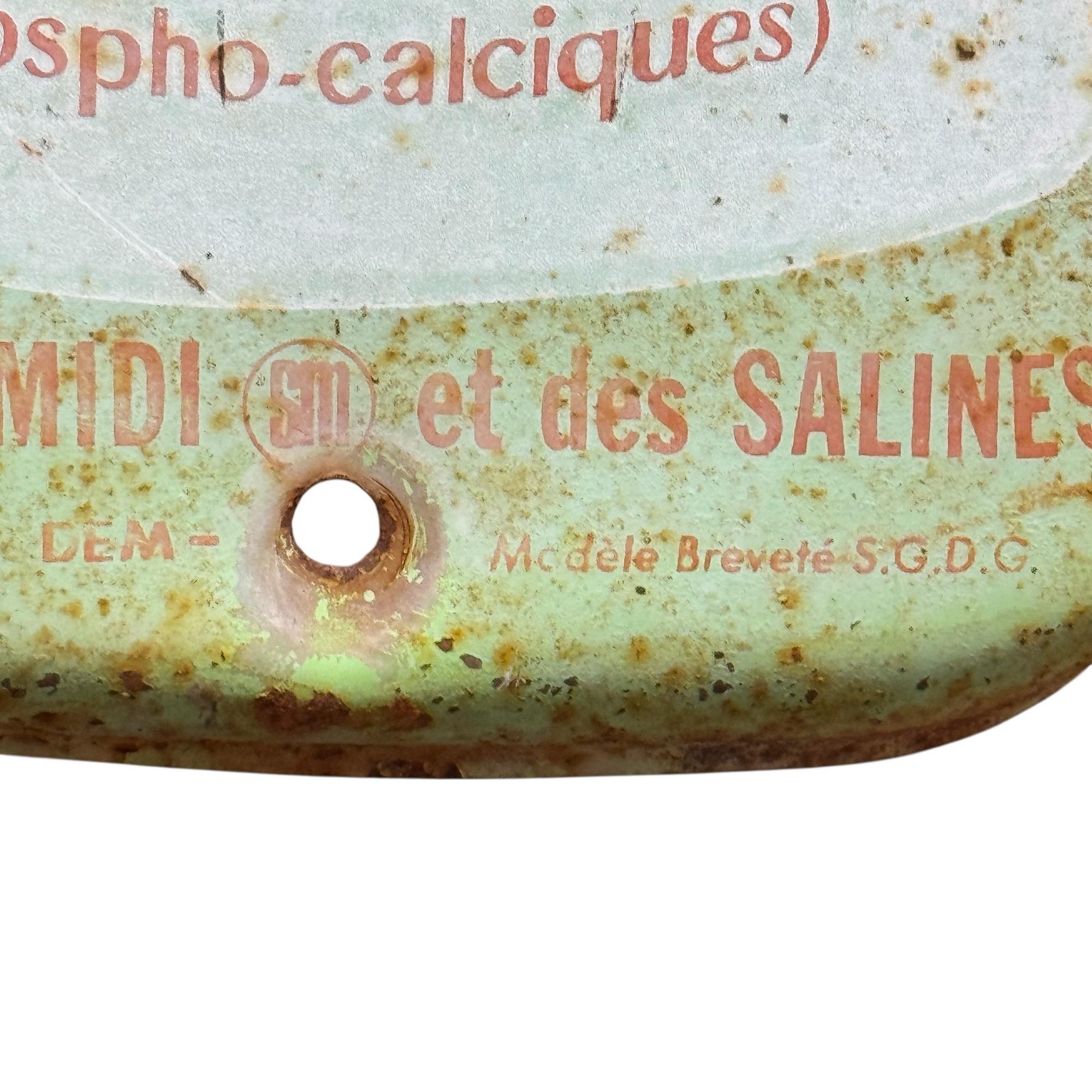 Vintage Salins Du Midi Blocs A Lecher French Thermometer Sign 7.25×27.25 Green