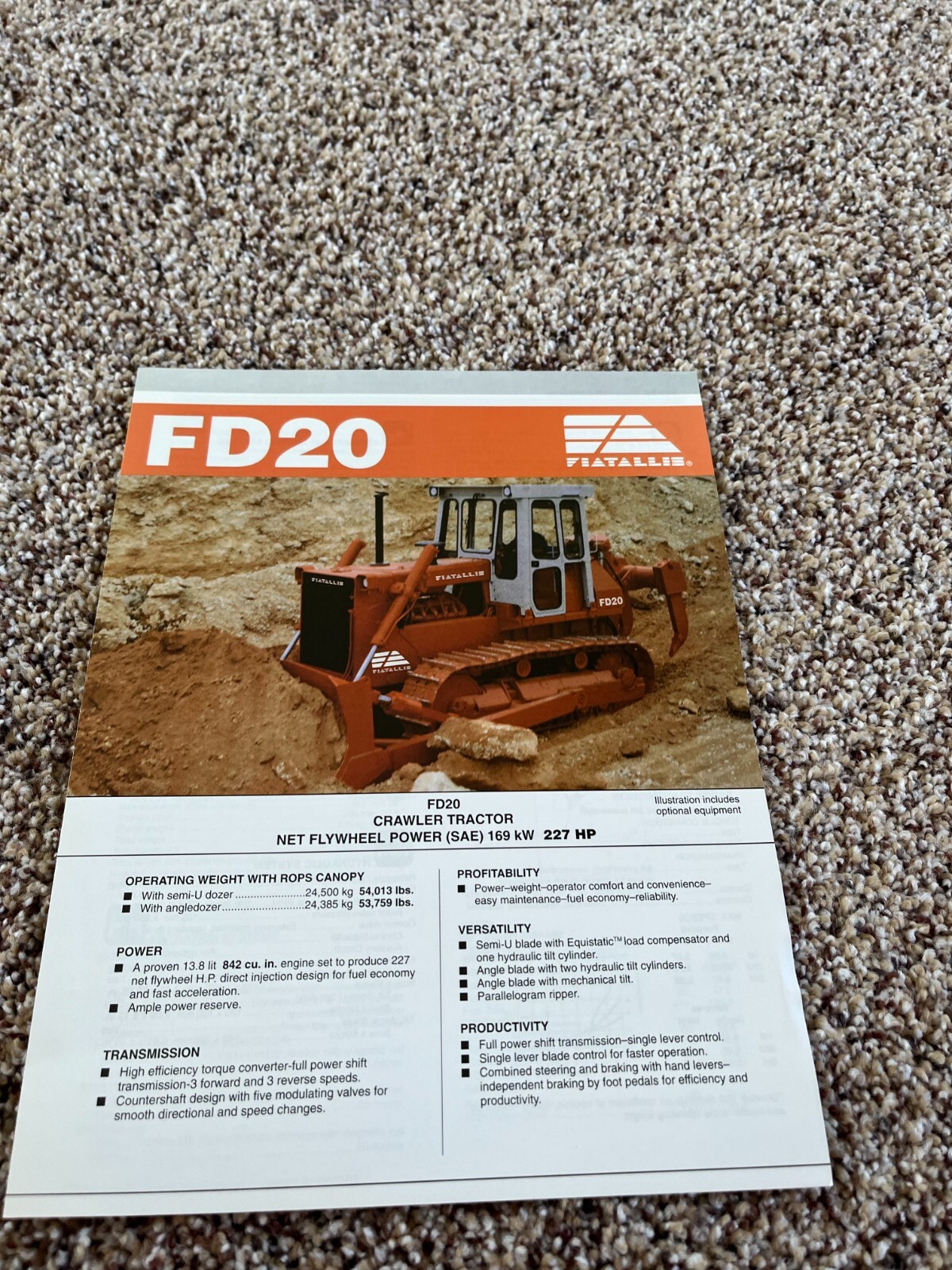 Fiat Allis FD20 Crawler Dozer Brochure FCCA