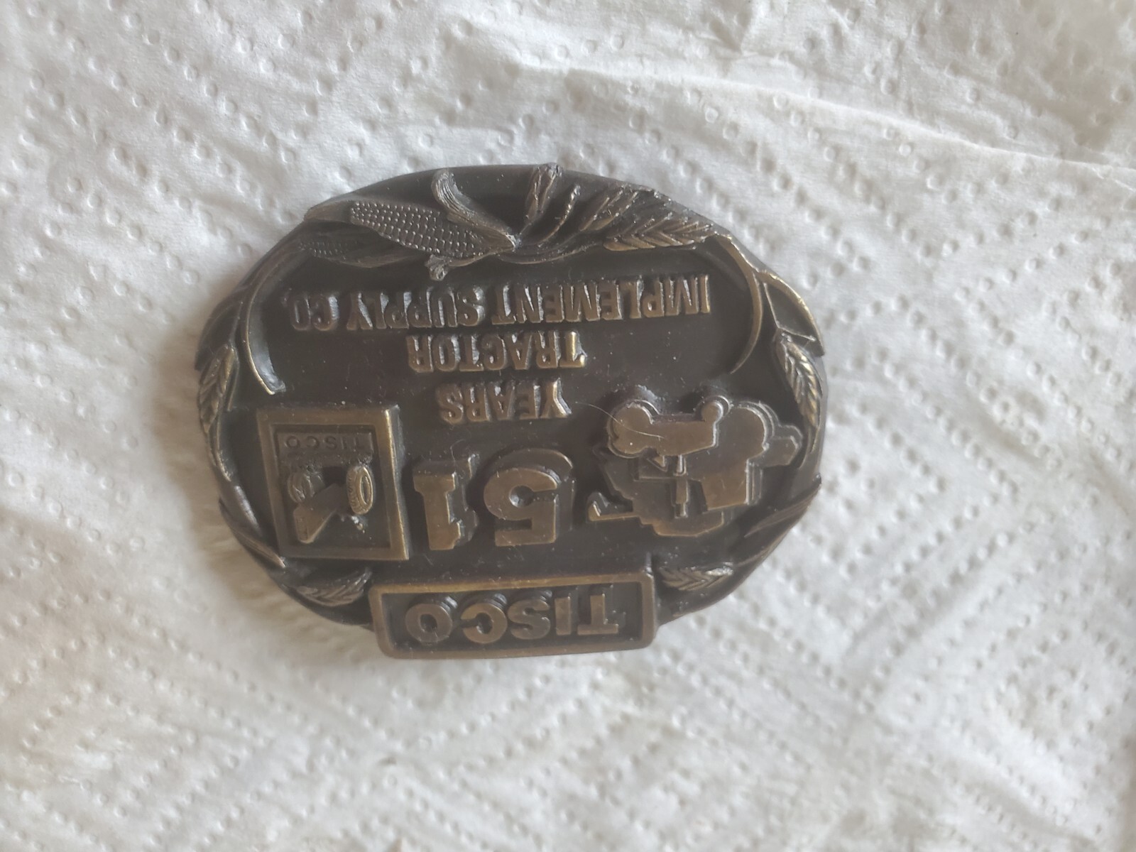 Metal Belt Buckle TISCO 51 Years Tractor Implement Supply Company #1