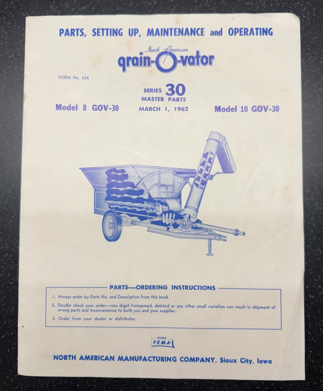VINTAGE NORTH AMERICAN GRAIN O VATOR SERIES 30 Models 8 And 10 Manual