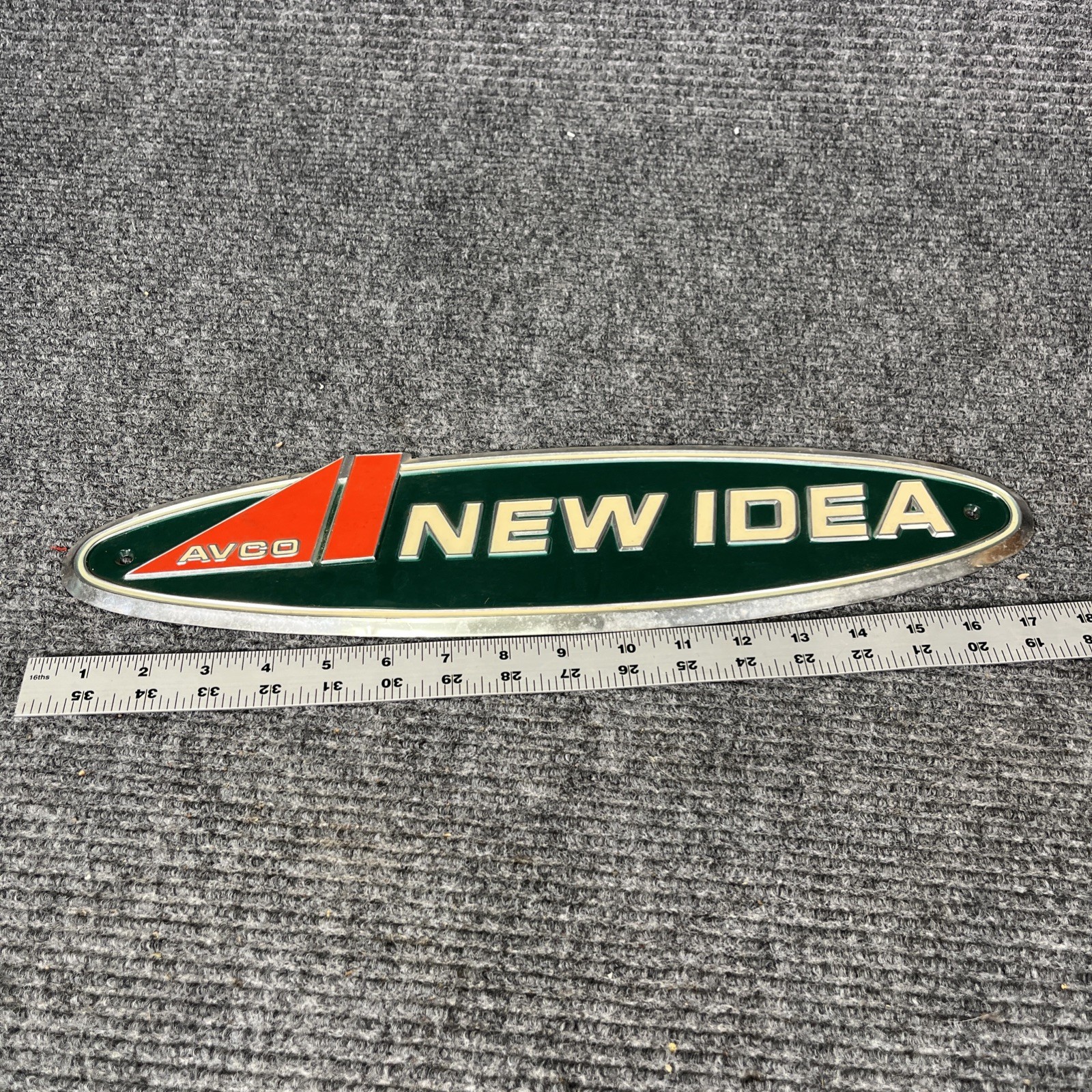 VINTAGE AVCO NEW IDEA FARM EQUIPTMENT SIGN EMBOSSED ALUMINUM IMPLEMENT ADVERTIZE