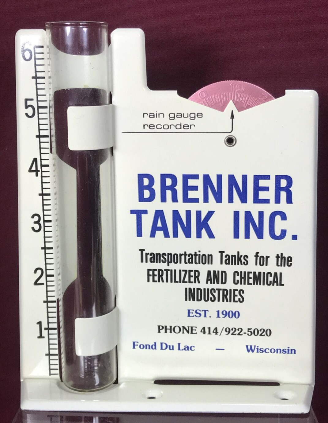 Vtg NIB Brenner Tank Inc Semi trailer ADVERTISING RAIN GAGE fertilizer chemical