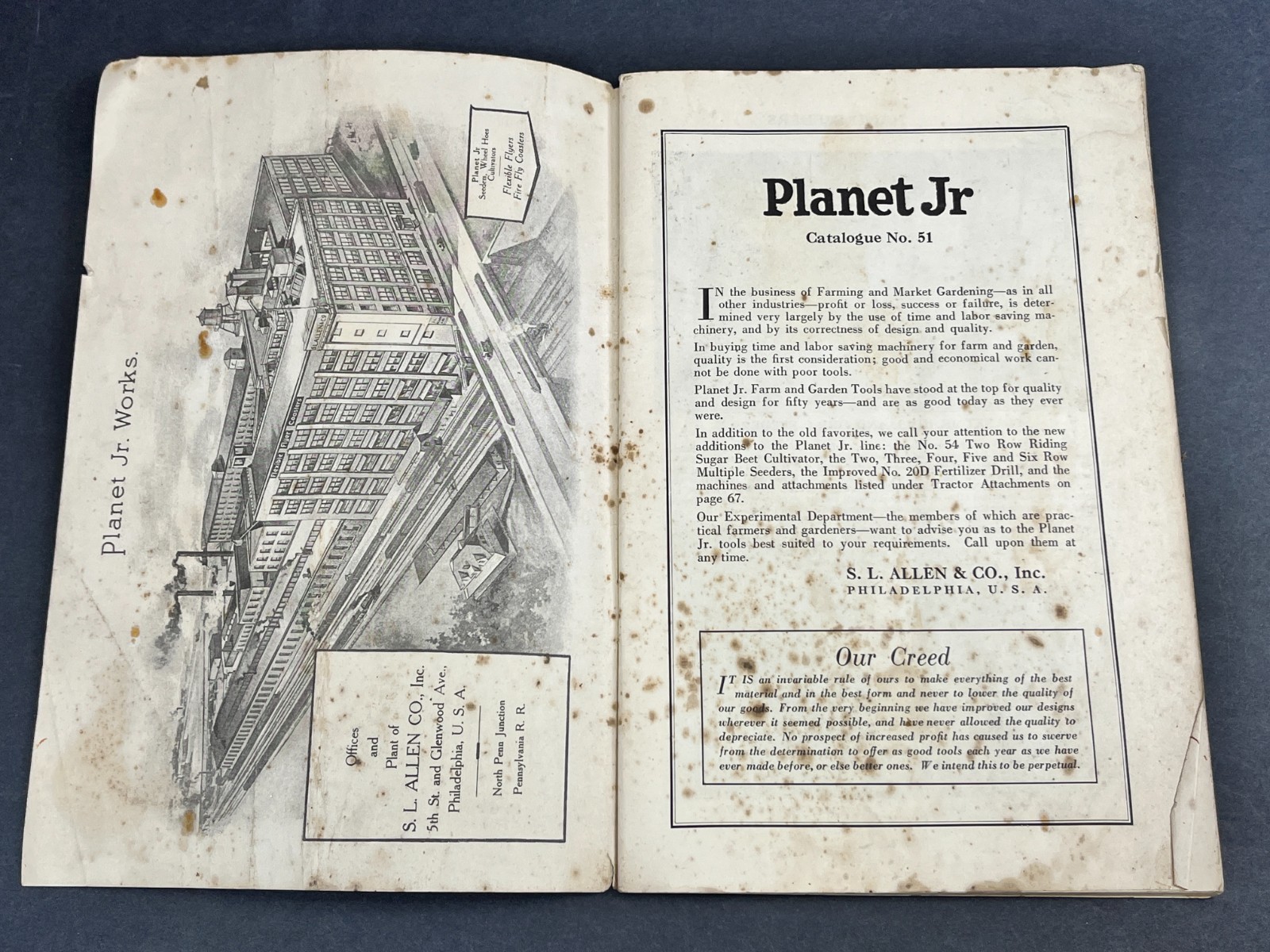 Planet Jr Farm and Garden Tools #51 Catalog 1920s Cultivators Equipment + Insert