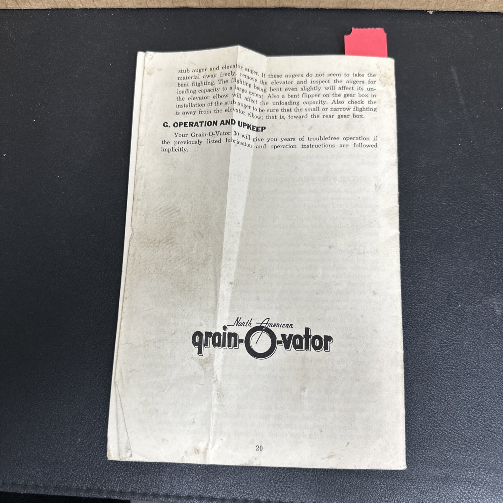 VINTAGE NORTH AMERICAN GRAIN O VATOR SERIES 30 Models 8 And 10 Manual