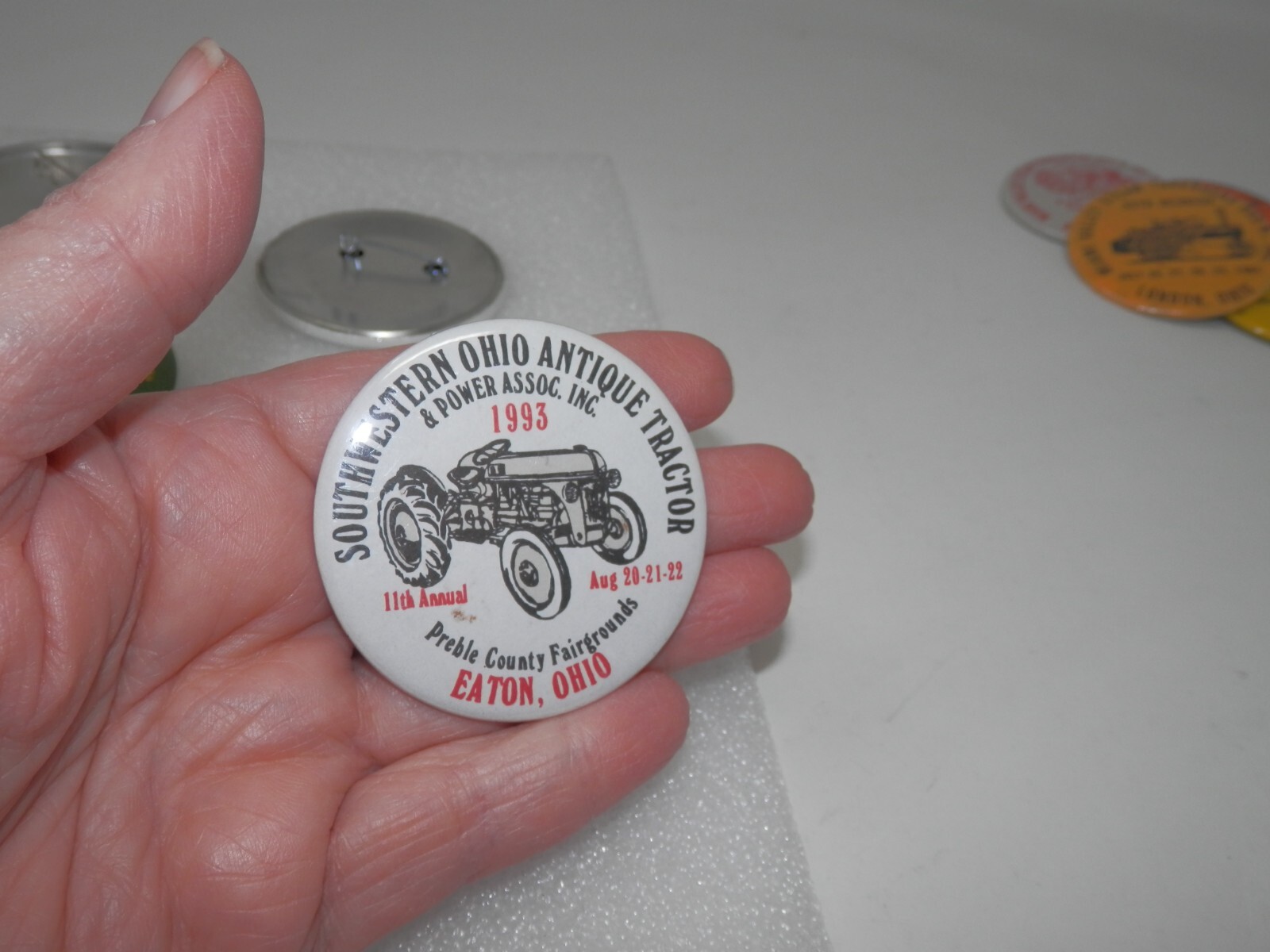 Old Timers Day Steam Threshers Tractor Button Lot – Xenia Eaton Ohio Pin Pinback