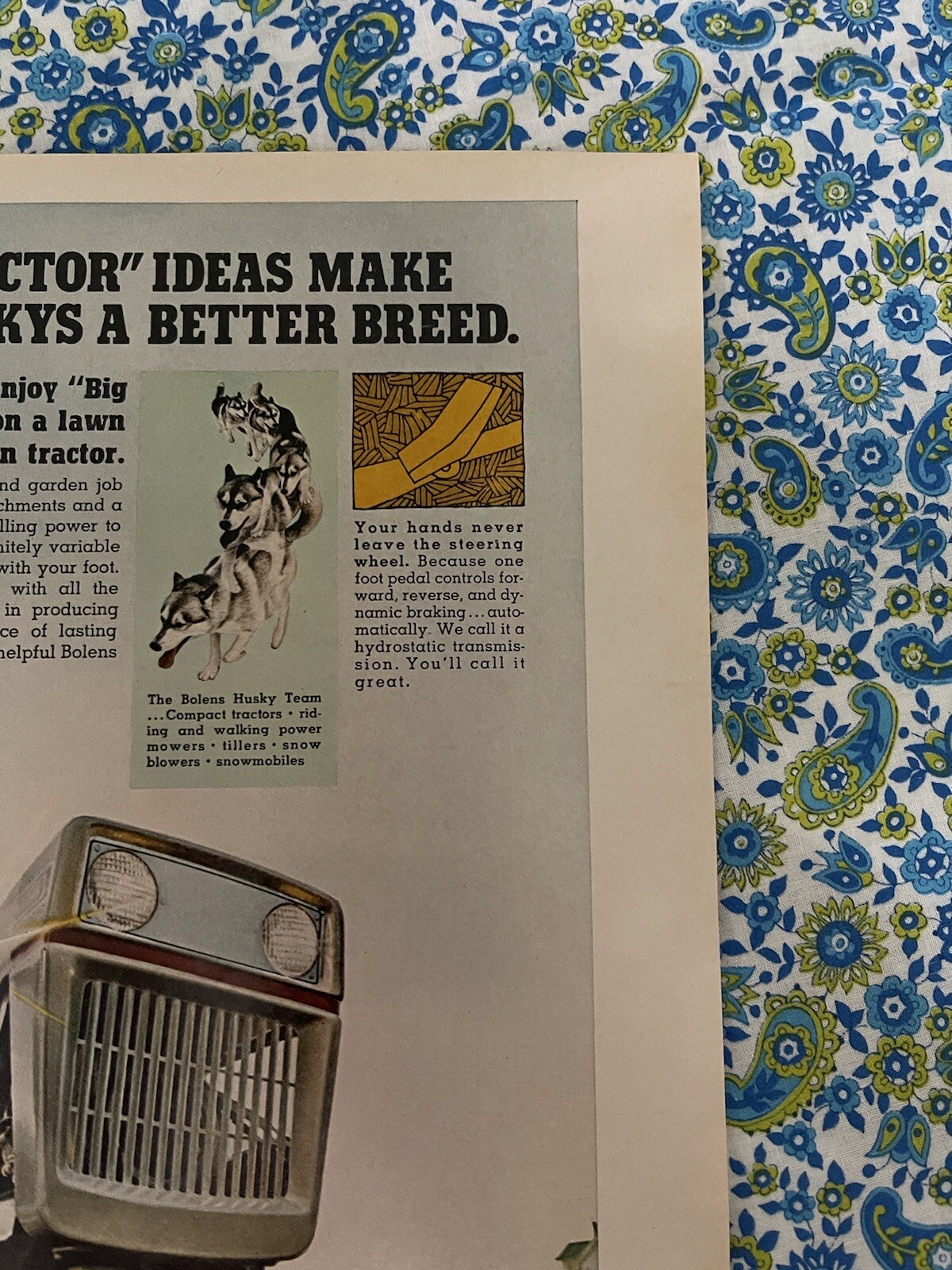 Vintage 1970 Bolens Big Tractor Print Ad Lawn Mower