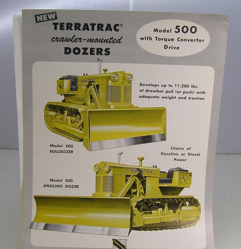 VINTAGE c1950 NEW TERRATRAC CRAWLER MOUNTED DOZERS MODEL 500 BROCHURE TTS-114