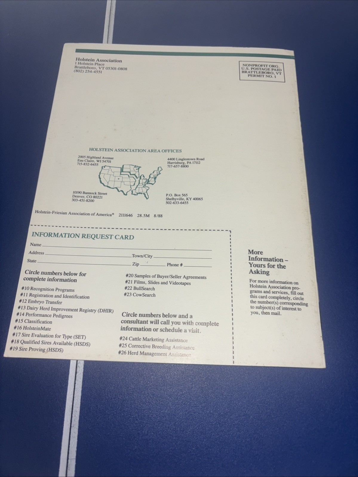 1988 Summer Holstein Association Brochure Guide To Programs & Services
