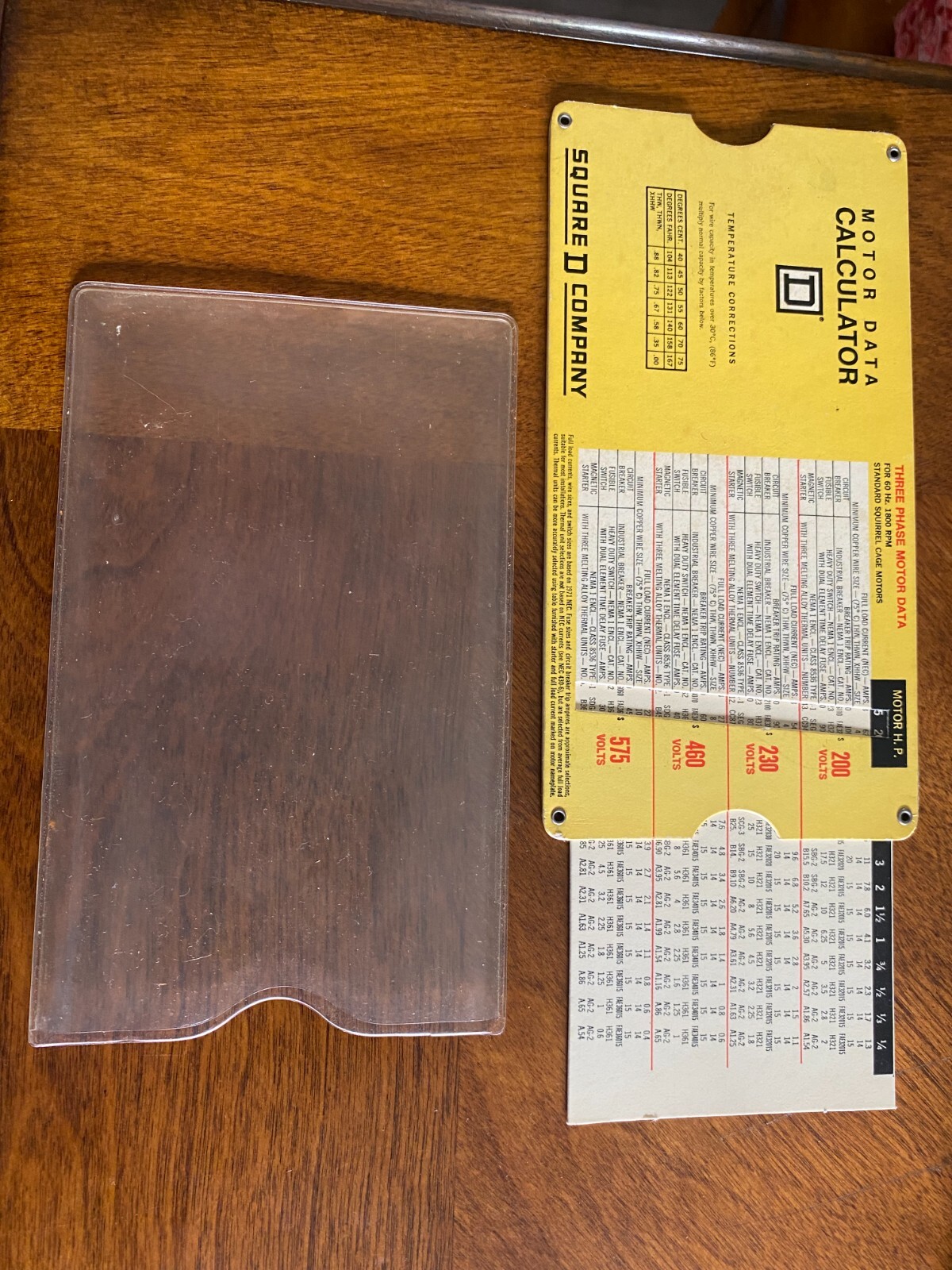Vintage 1973 Square D Company Motor Data Calculator Slide Rule w/ Sleeve