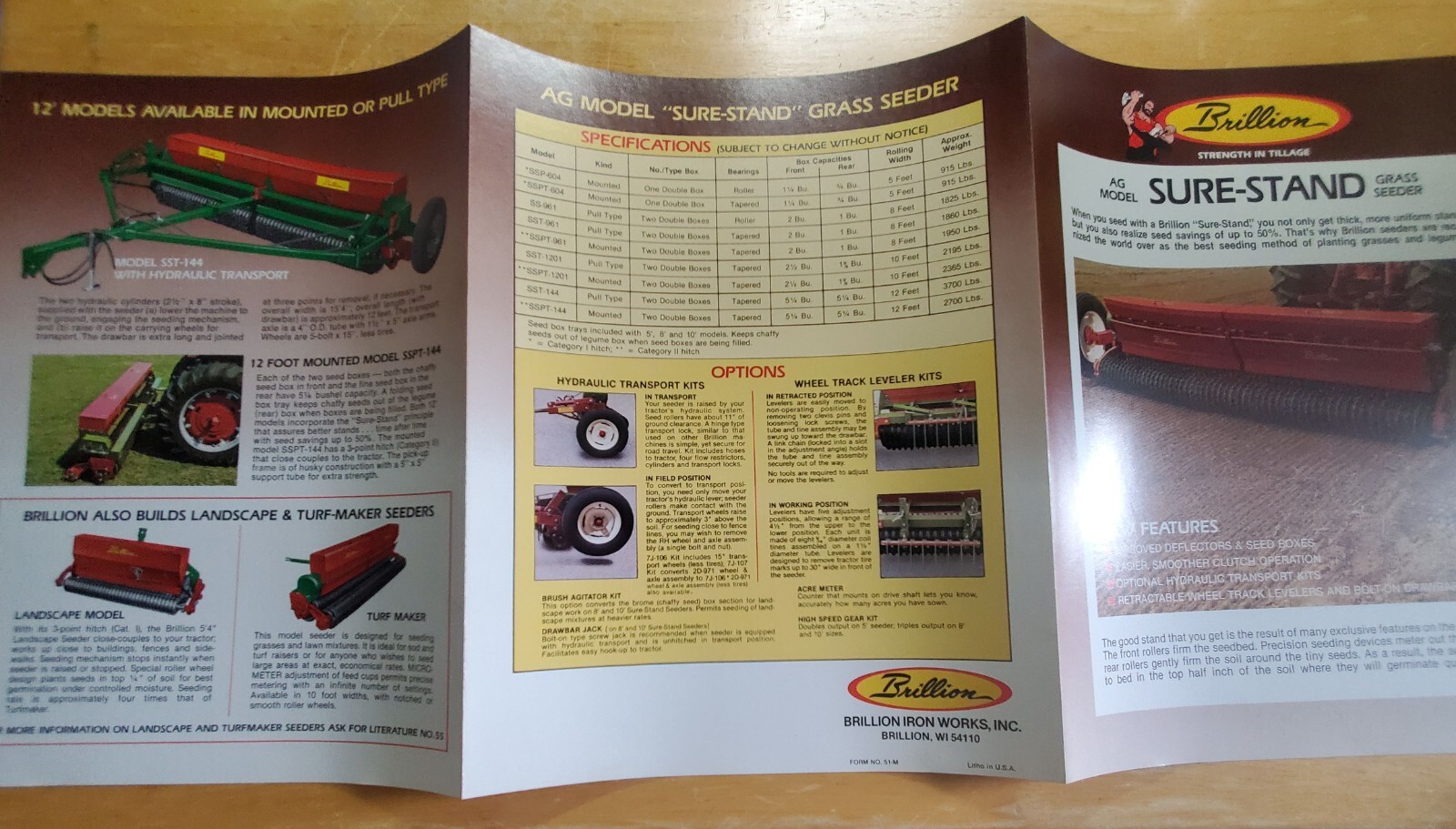 Brillion AG Model Sure Stand Grass Seeder SSP604 SS961 SST1201 Brochure Pamphlet