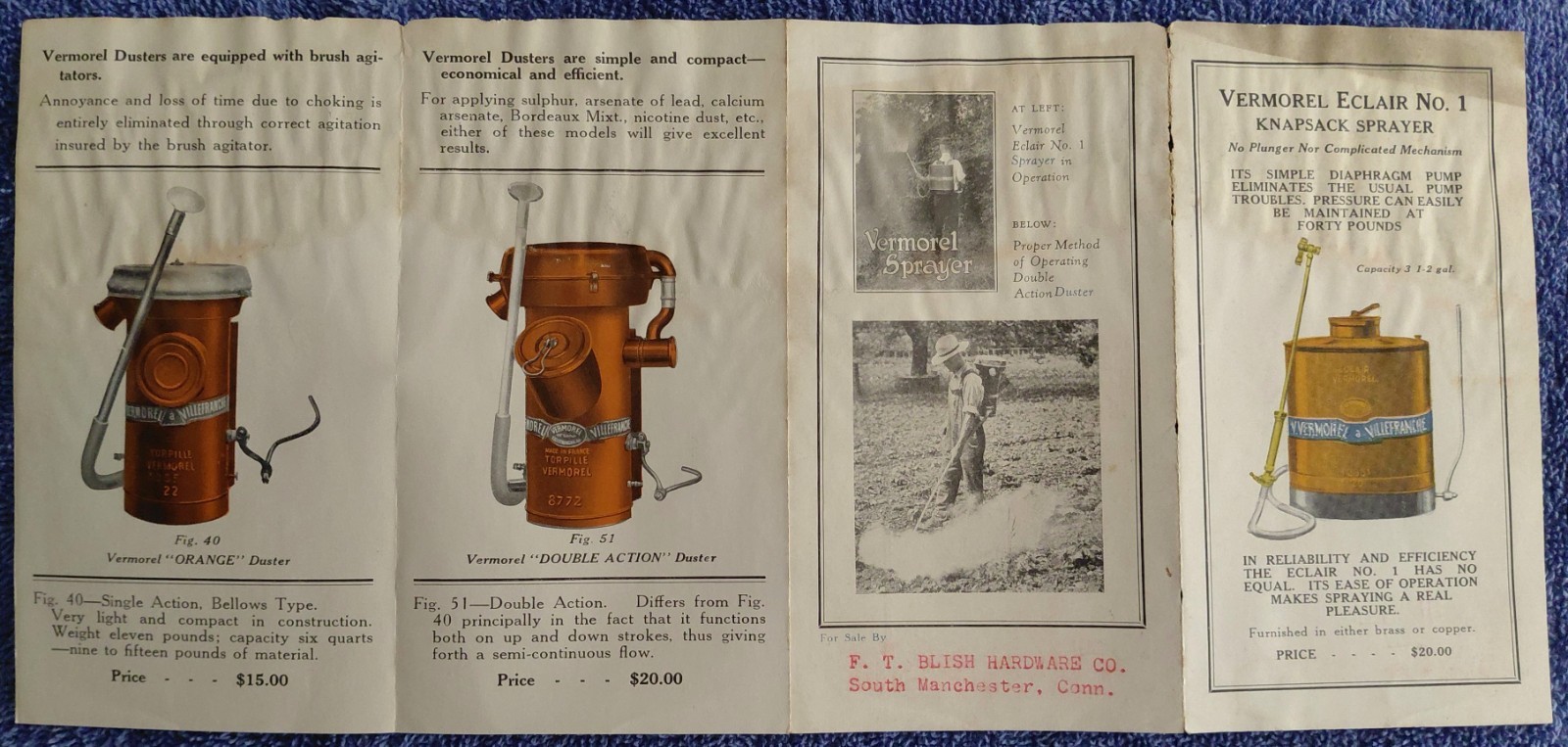 Vermorel Dusters & Eclair No.1 Sprayer Brochure Vintage Farm Hardware Ad 1920s