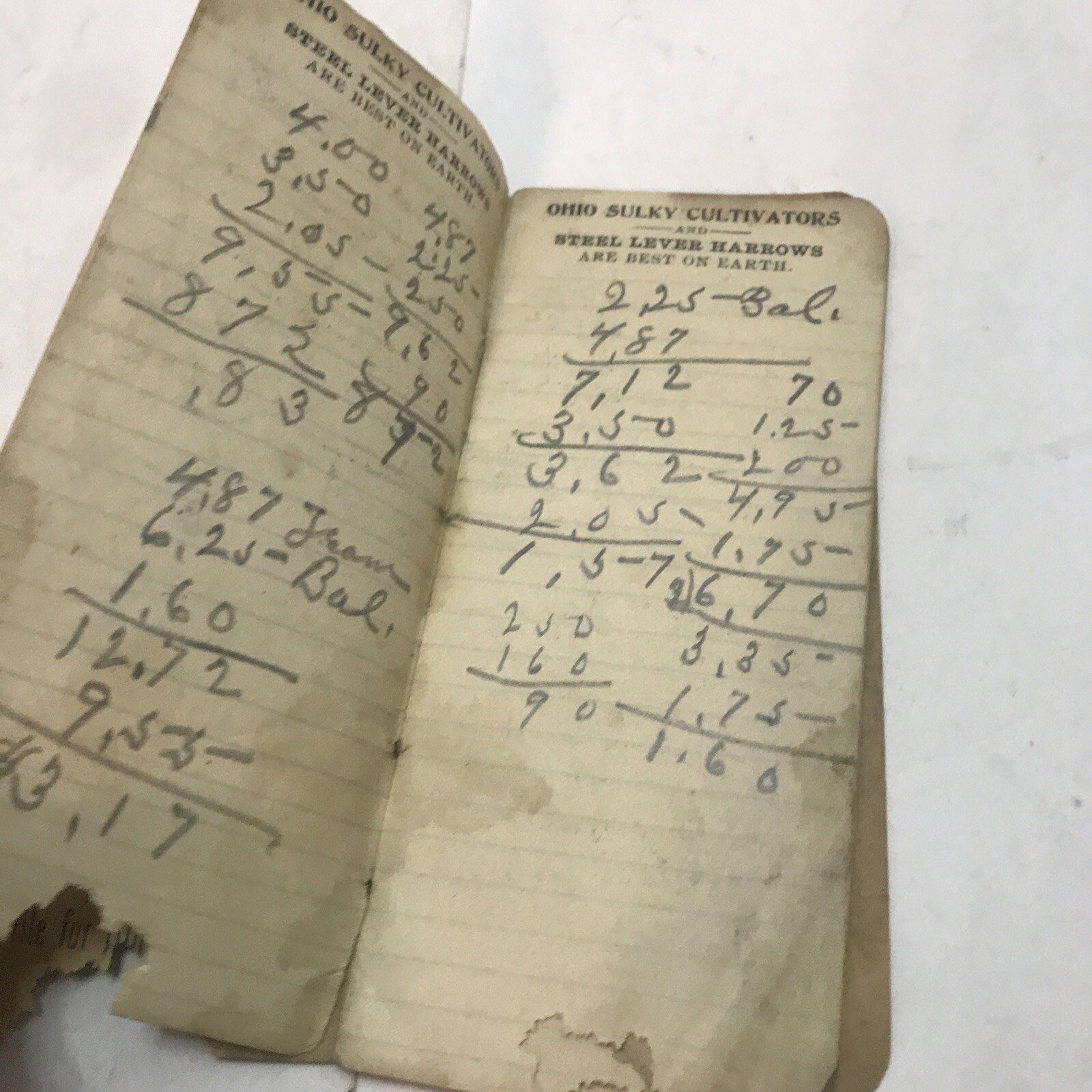 Vintage ￼Ohio Cultivator Co. Walking And Suiky Advertising Notebook￼