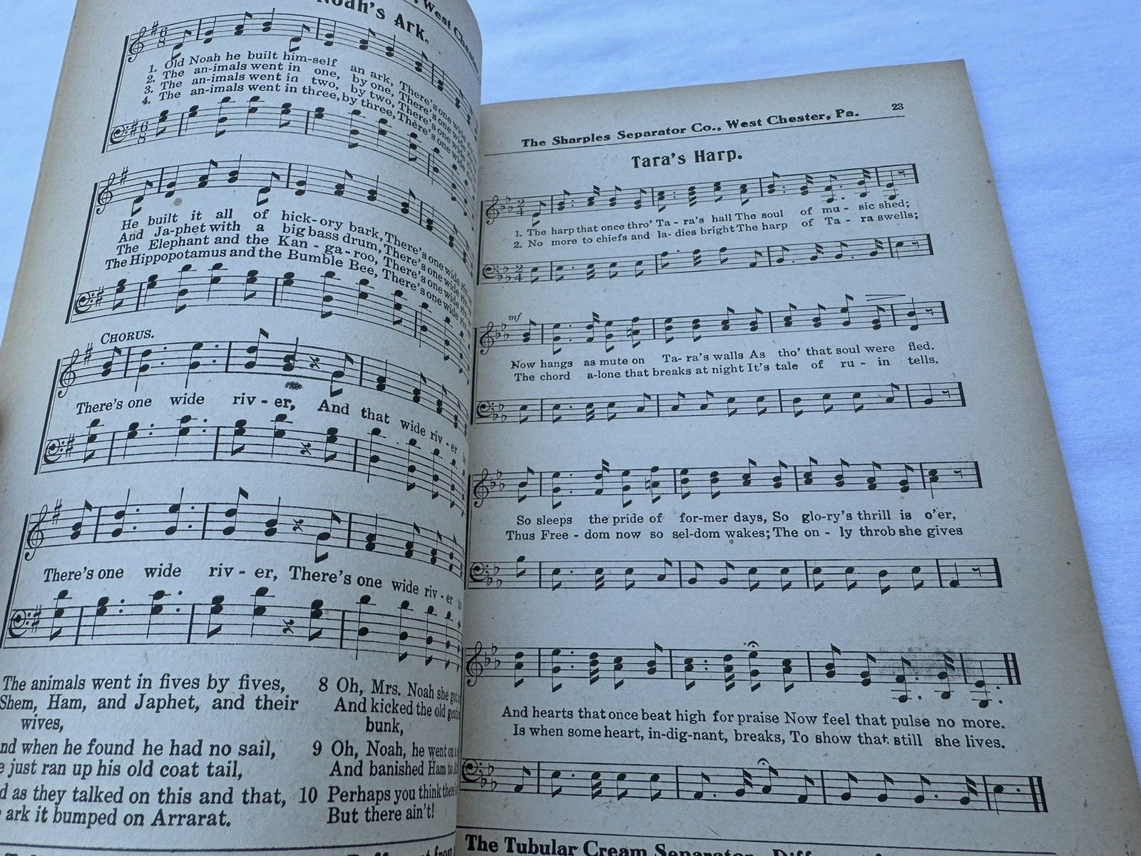 1900&rsquo;s Advertising Old Time Songs Booklet Sharples Separator Co West Chester PA