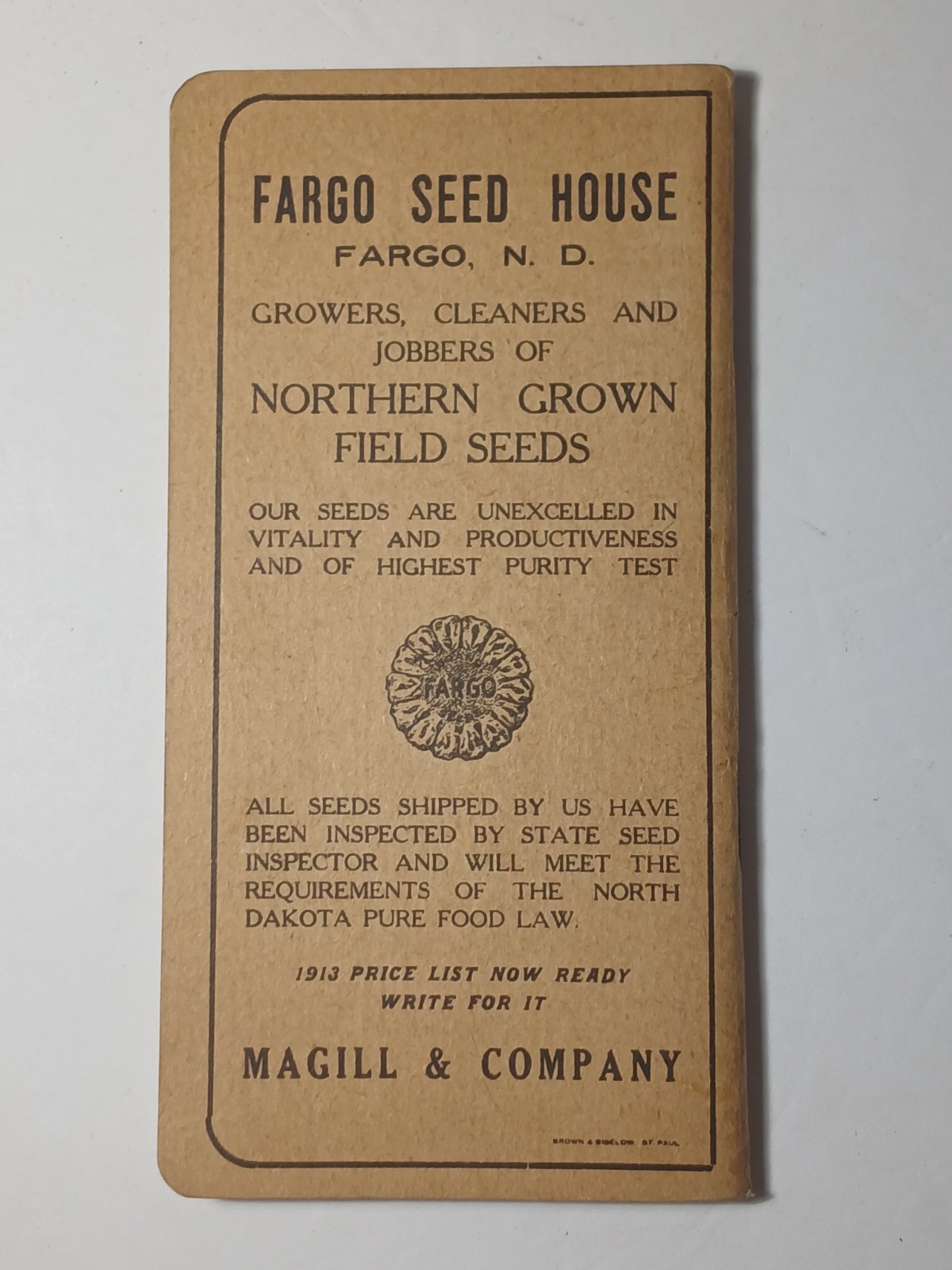 1913 Vintage Antique Fargo North Dakota Seed House Farm Ledger Book Magill & Co.