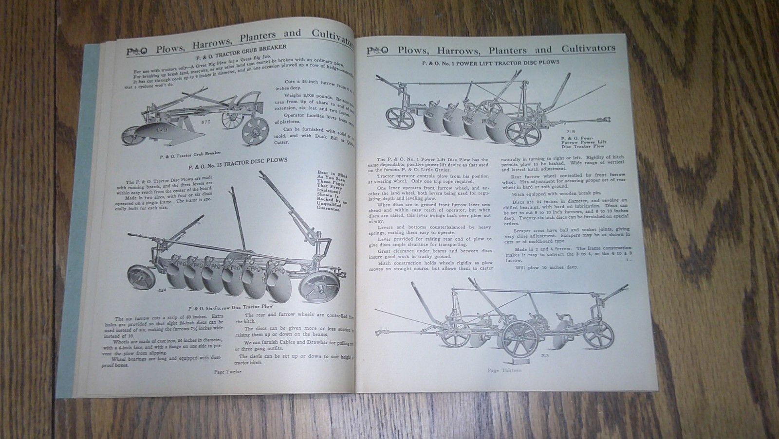 antique Advertising product booklet Parlin & Orendorff (P&O) Plow Canton, Ill 6B