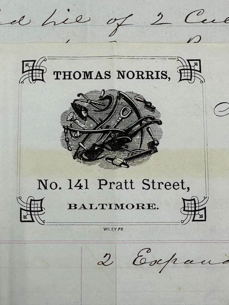 1865 Norris FARM Machinery Seeds Advertising Billhead BALTIMORE Postal Cover
