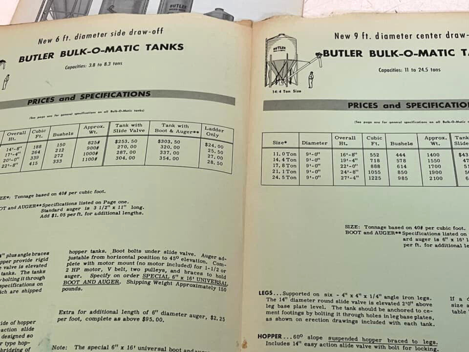 Vtg Butler Grain Bins Bulk O Matic Tanks Trans Duct Assembly Schematic Ad Bundle