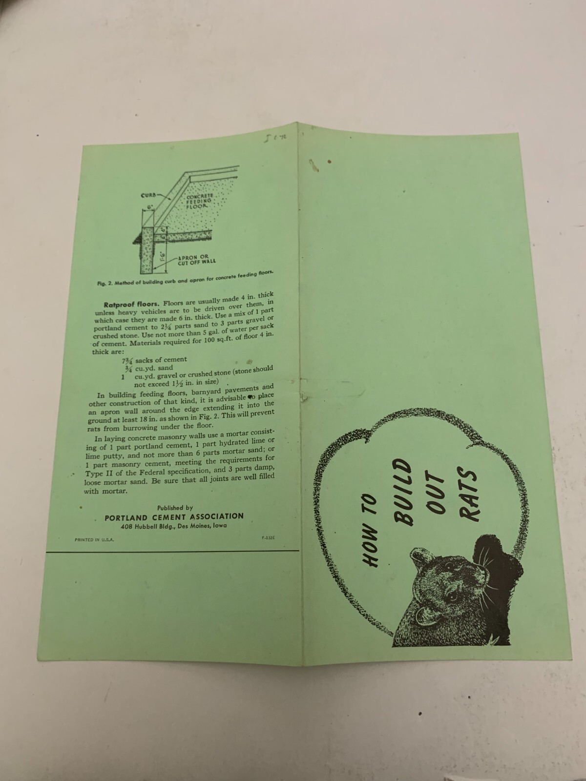 c1940 Portland Cement Co Des Moines Iowa How To Build Out Rats Brochure