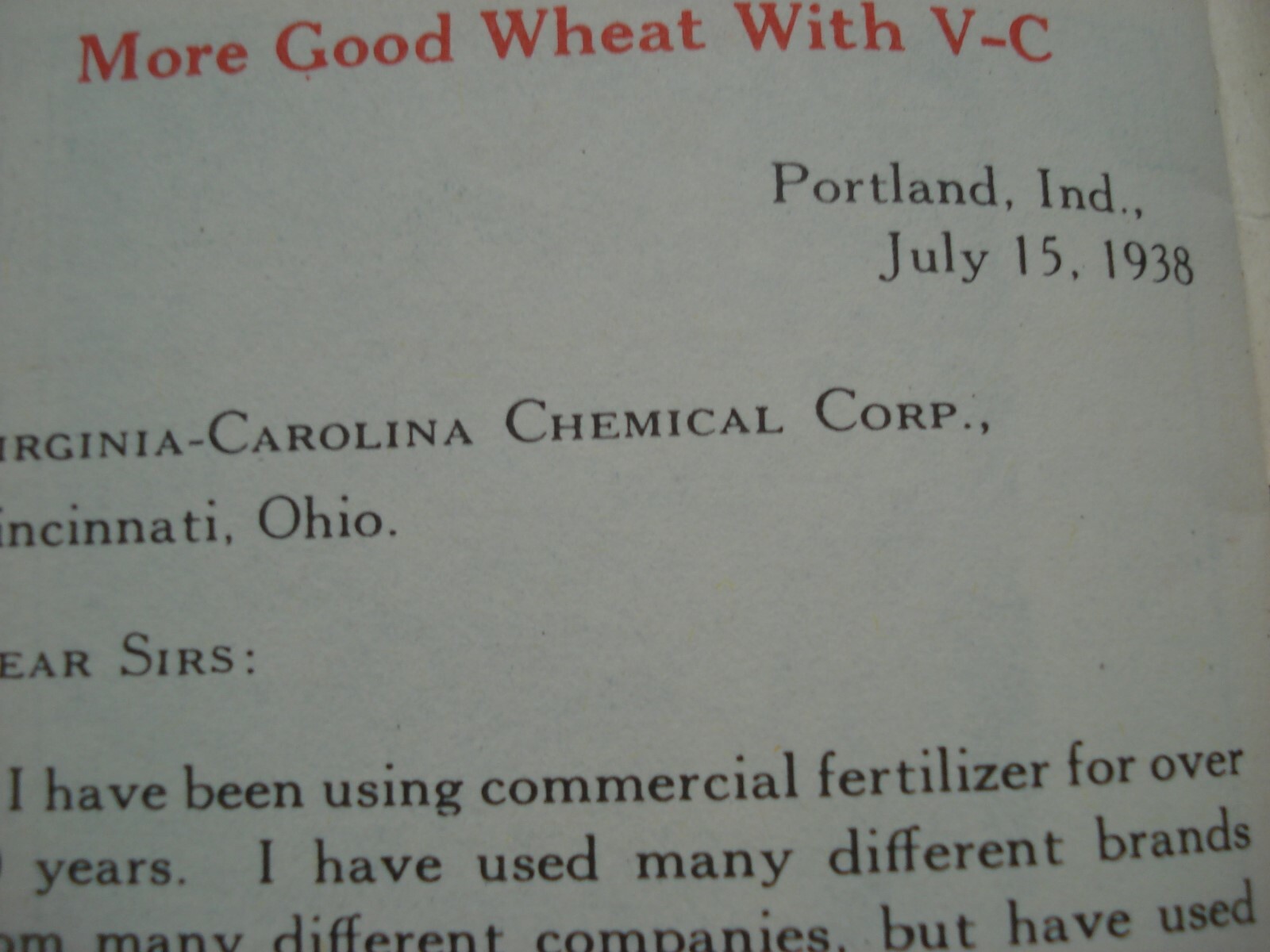 1938 V C FERTILIZER VIRGINIA CHEMICAL BROCHURE BOOKLET STORIES NOTES