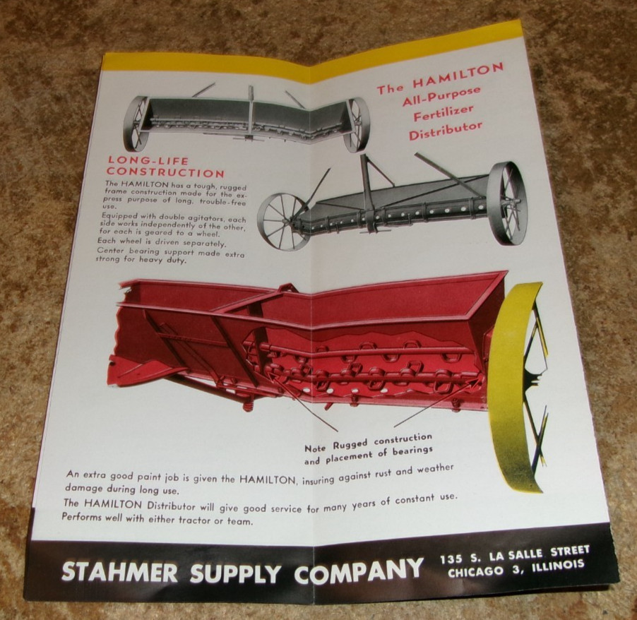 vintage hamilton fert. distributor 2 page pamphlet in good shape used