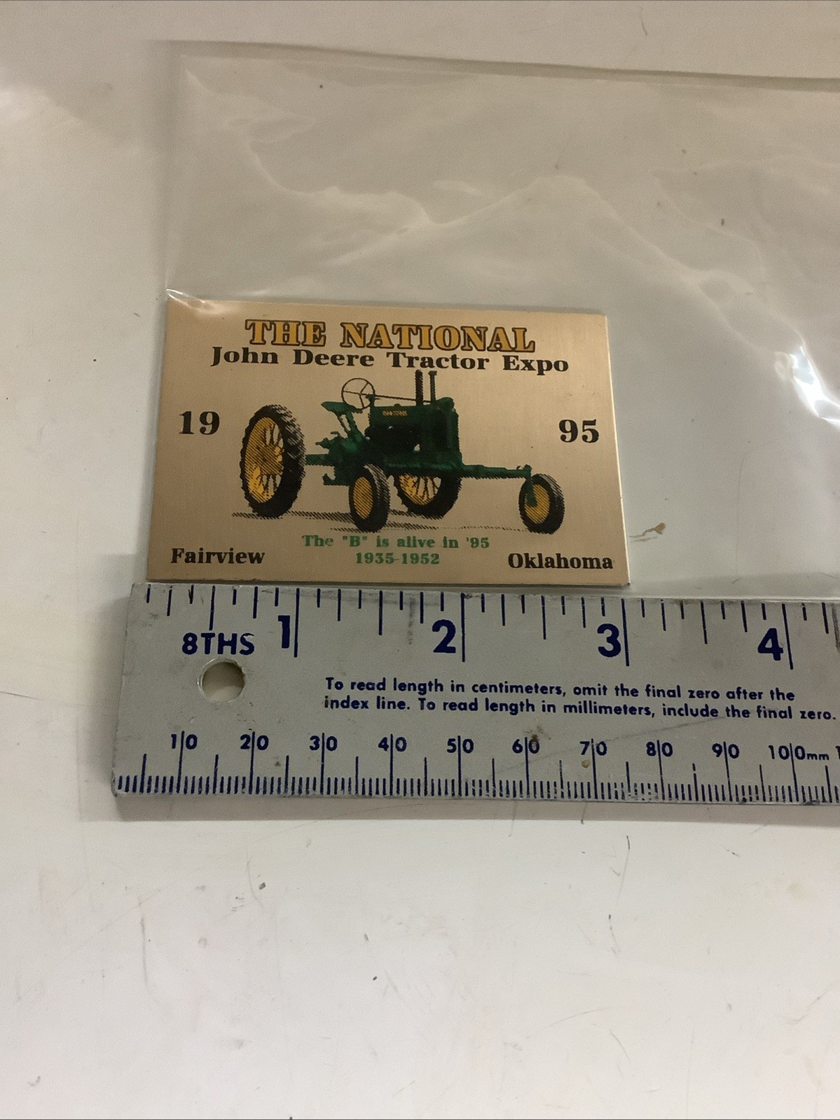 1995 John Deere Tractor Expo Fairview, OK Dash Plaque New Unused 2”x3”