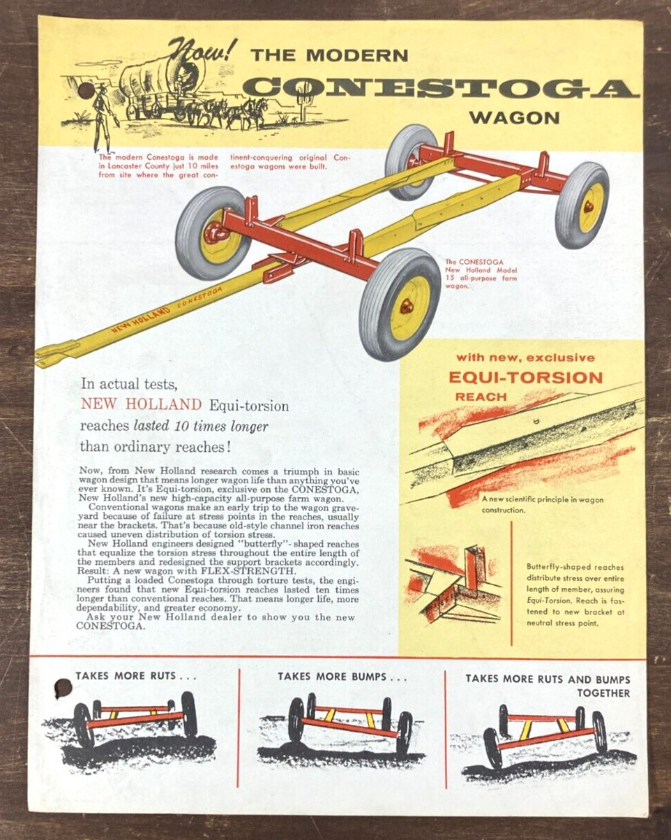 New Holland Conestoga Wagon 1959 Dealer Sales Brochure Spec Sheet Tractor Drawn