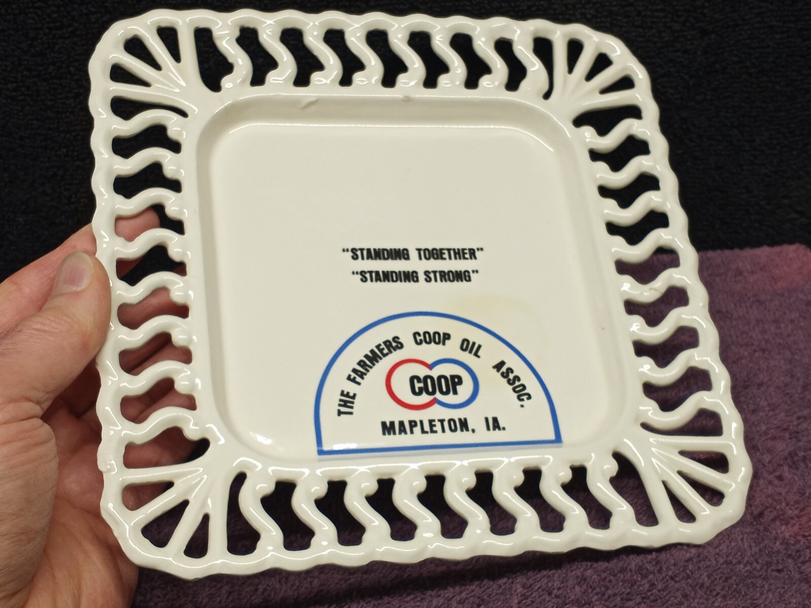 Vintage COOP DISH TRAY THE FARMERS COOP OIL ASSOC. MAPLETON IOWA