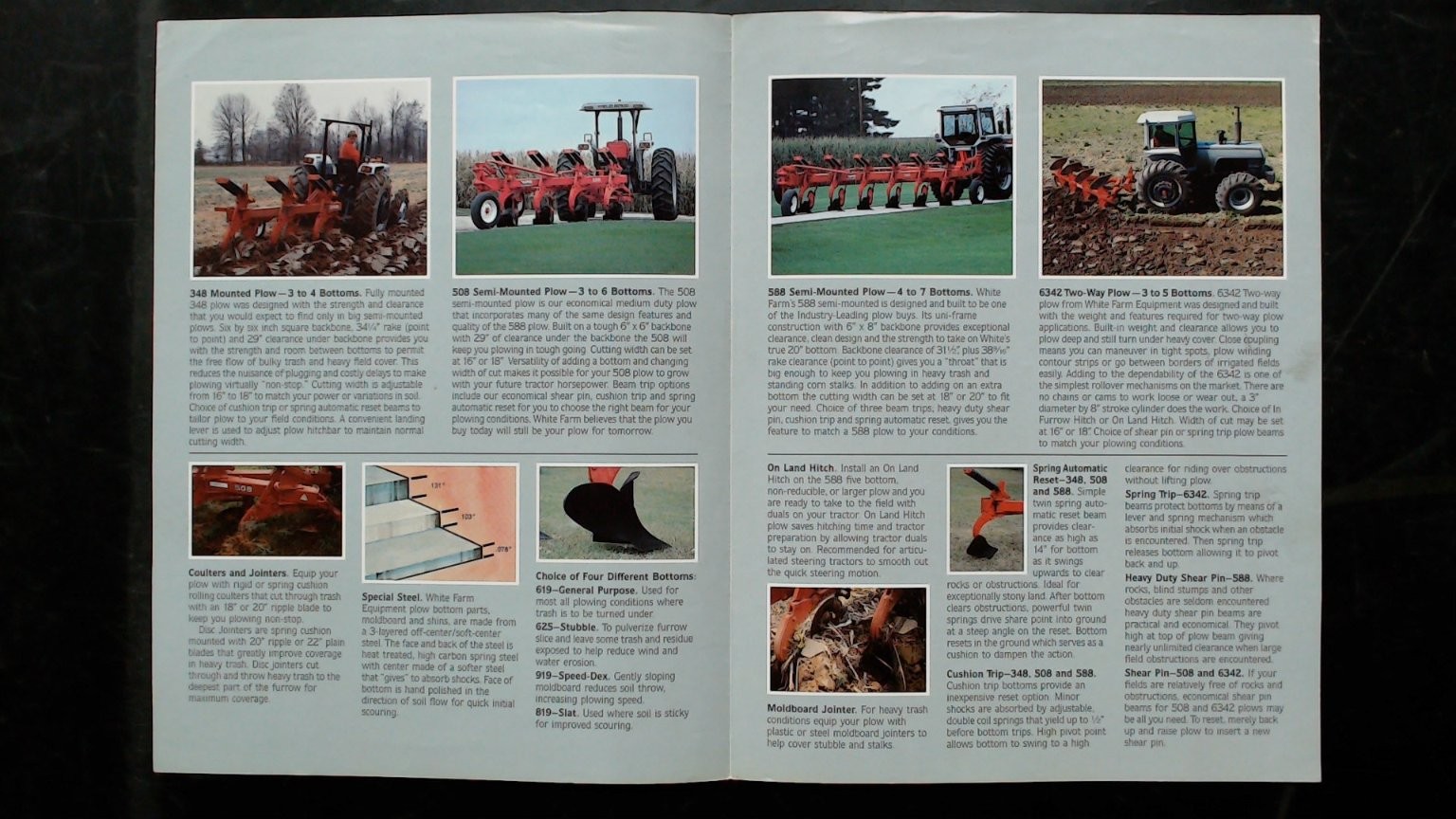 White Farm Equipment Plows Brochure Vintage Agriculture 1980s