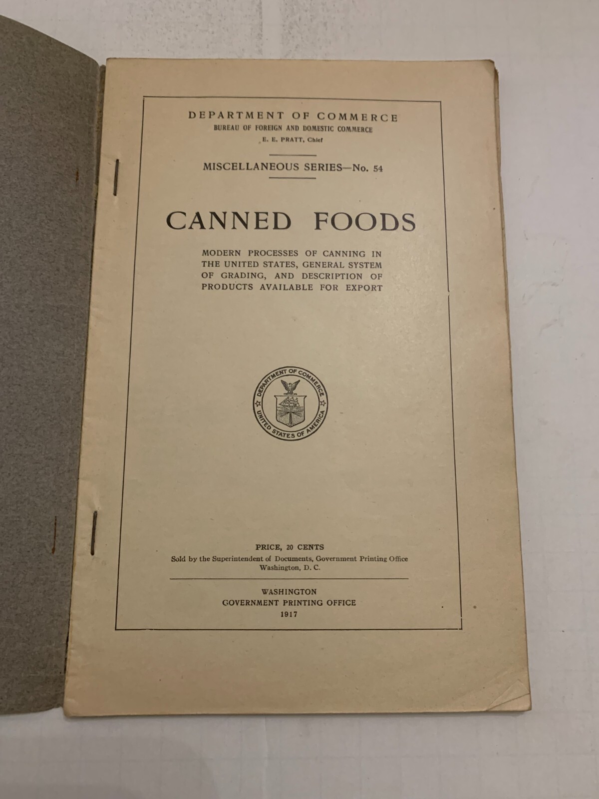 1917 Canned Foodsby Department Of Commerce Booklet