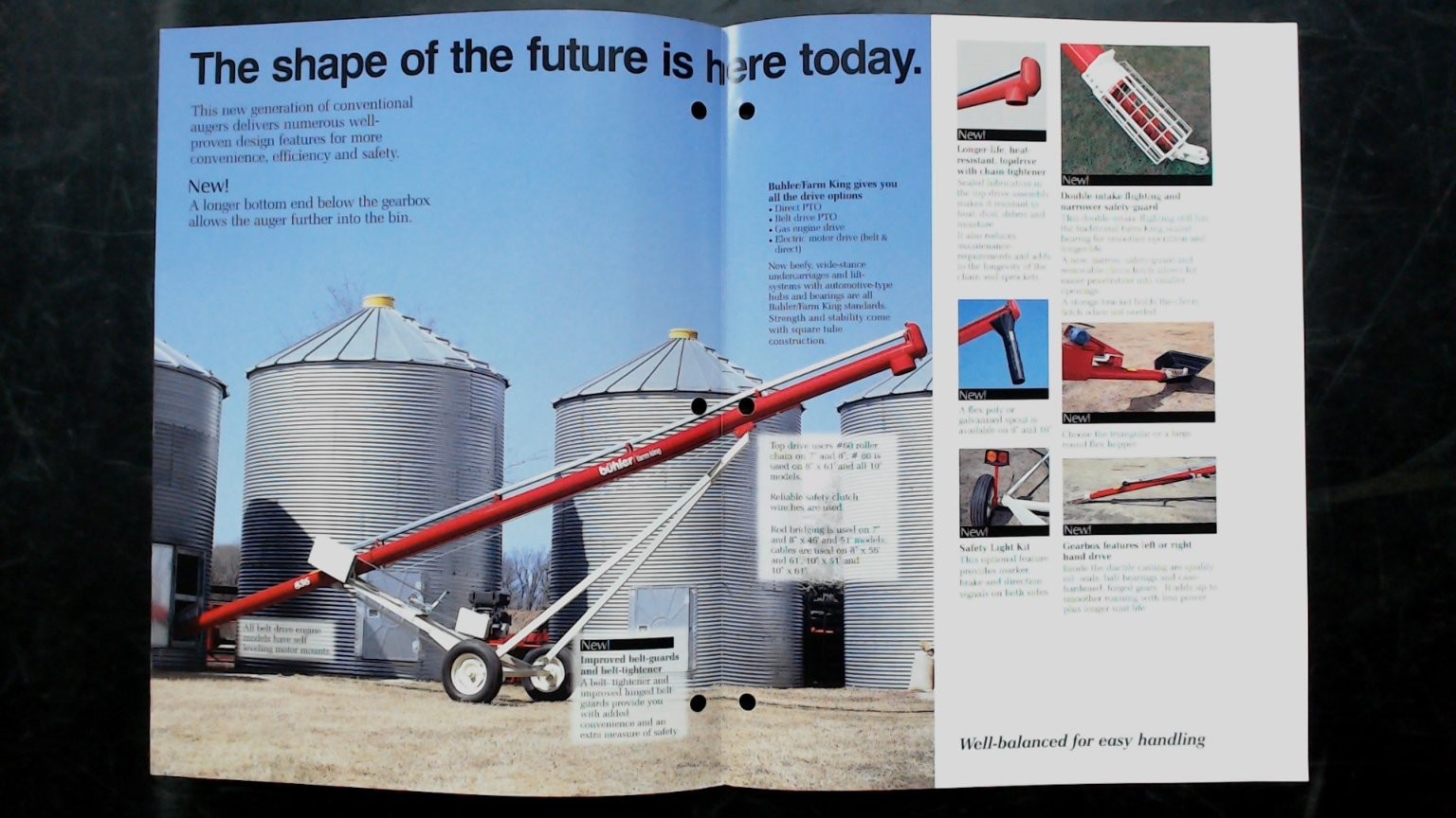 Buhler Farm King Grain Augers Brochure 7-10 Inch Red White 1980s