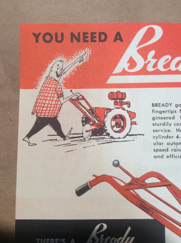Bready Garden Tractor Solon Ohio Advertising Brochure 1950s INVB45