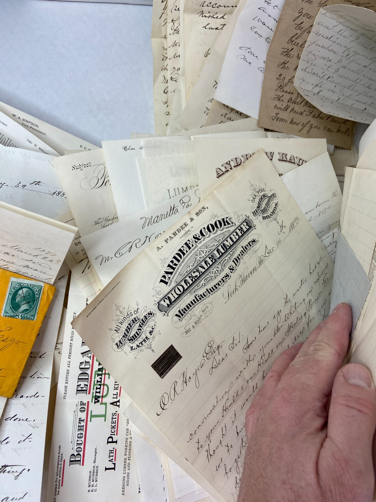 RARE HUGE Letter & Doc Archive 750+ Noyes Lumber 1880s Westport Pennsylvania PA