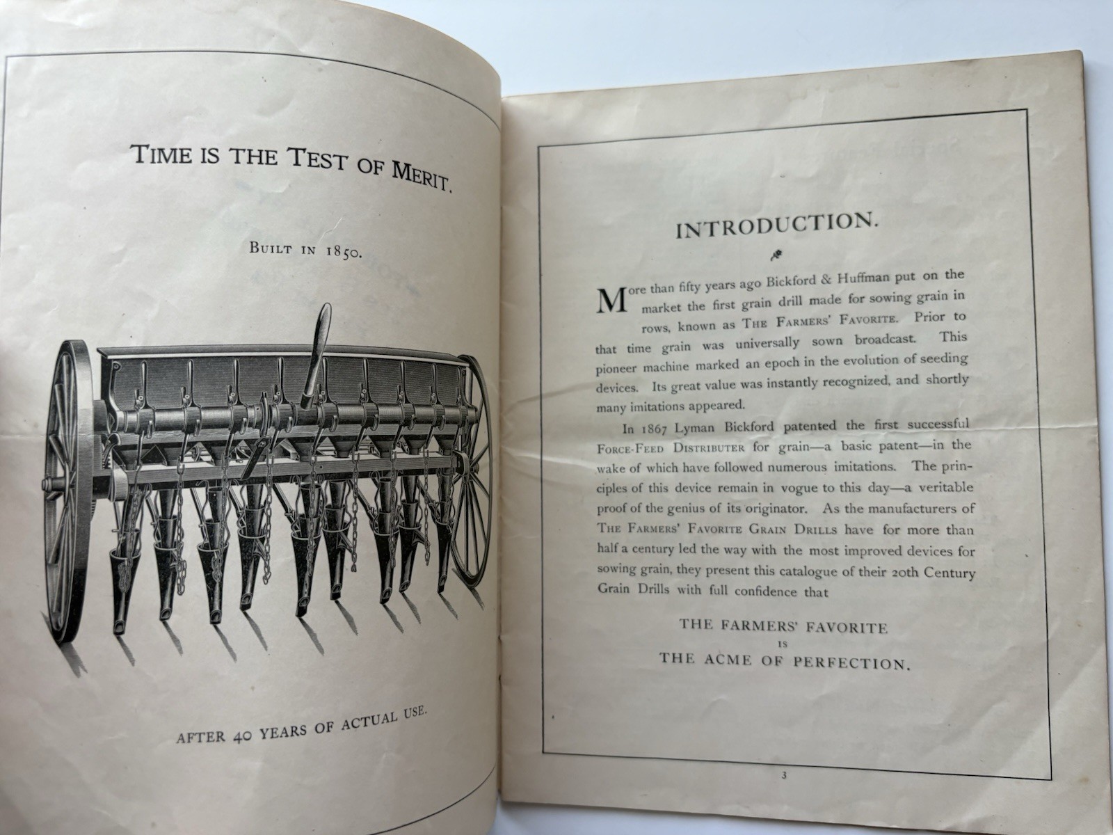 Antique Bickford & Huffman Macedon NY Farm Grain Drills Implements Catalog