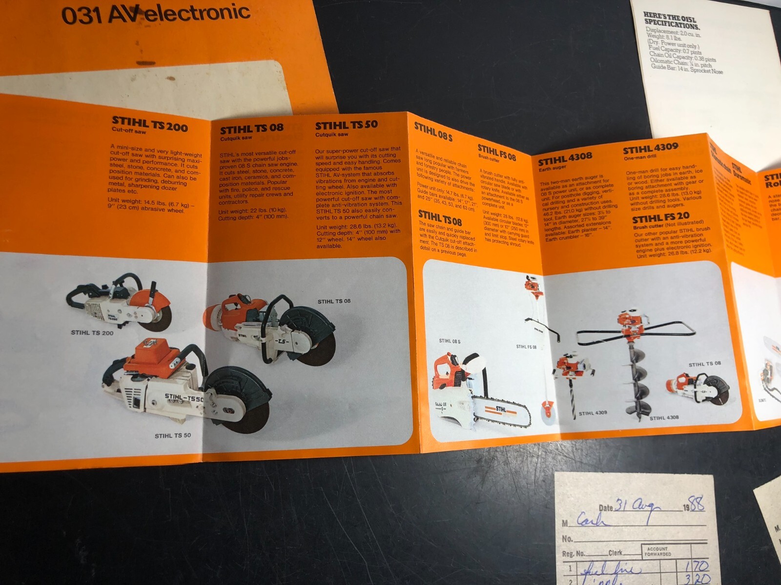 Stihl Chainsaw Owner’s Manual, Brochure, Sales Receipt