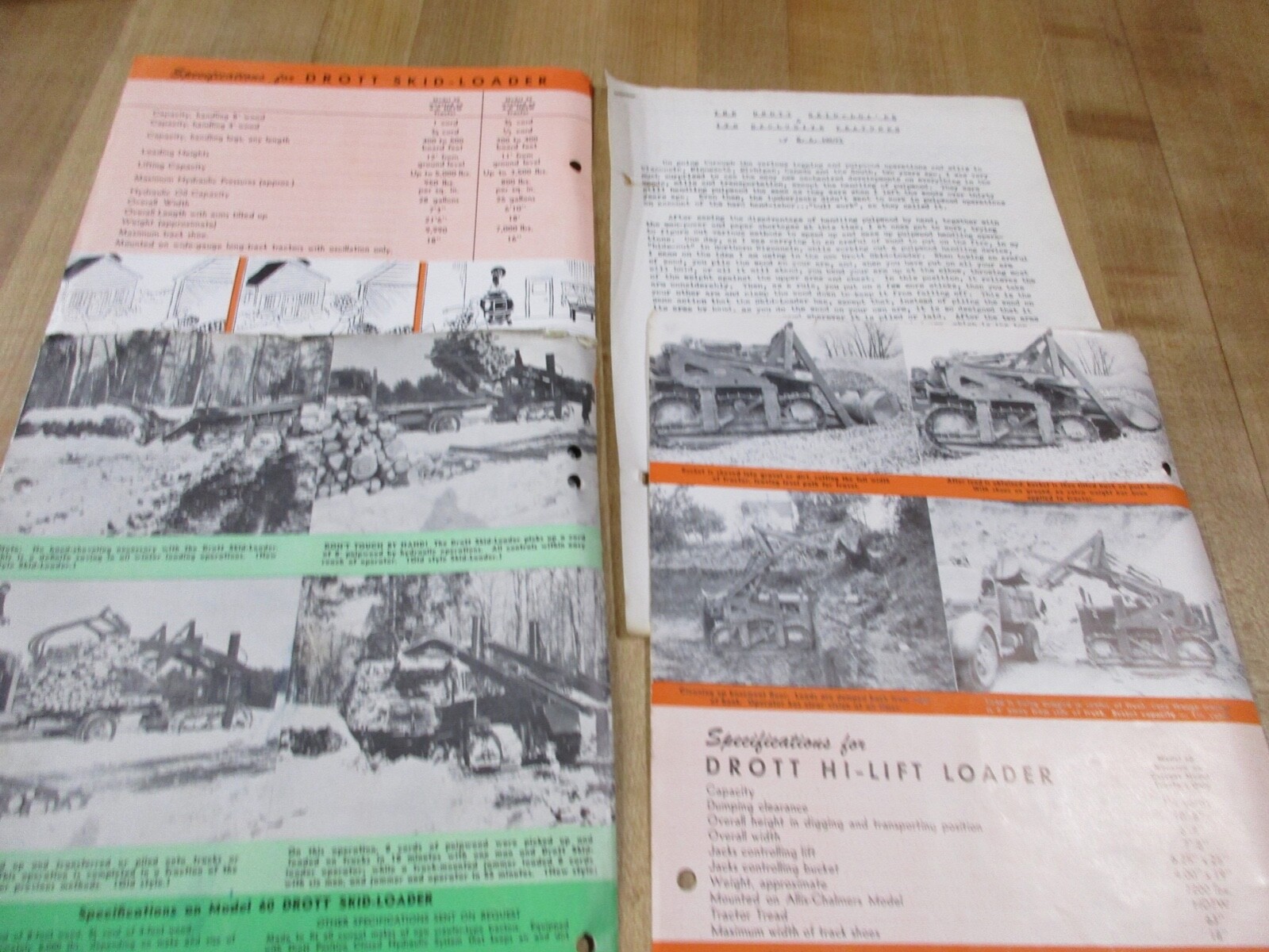 4 Vintage Drott Manufacturing Dealer Brochures. Milwaukee 1946 (ba)