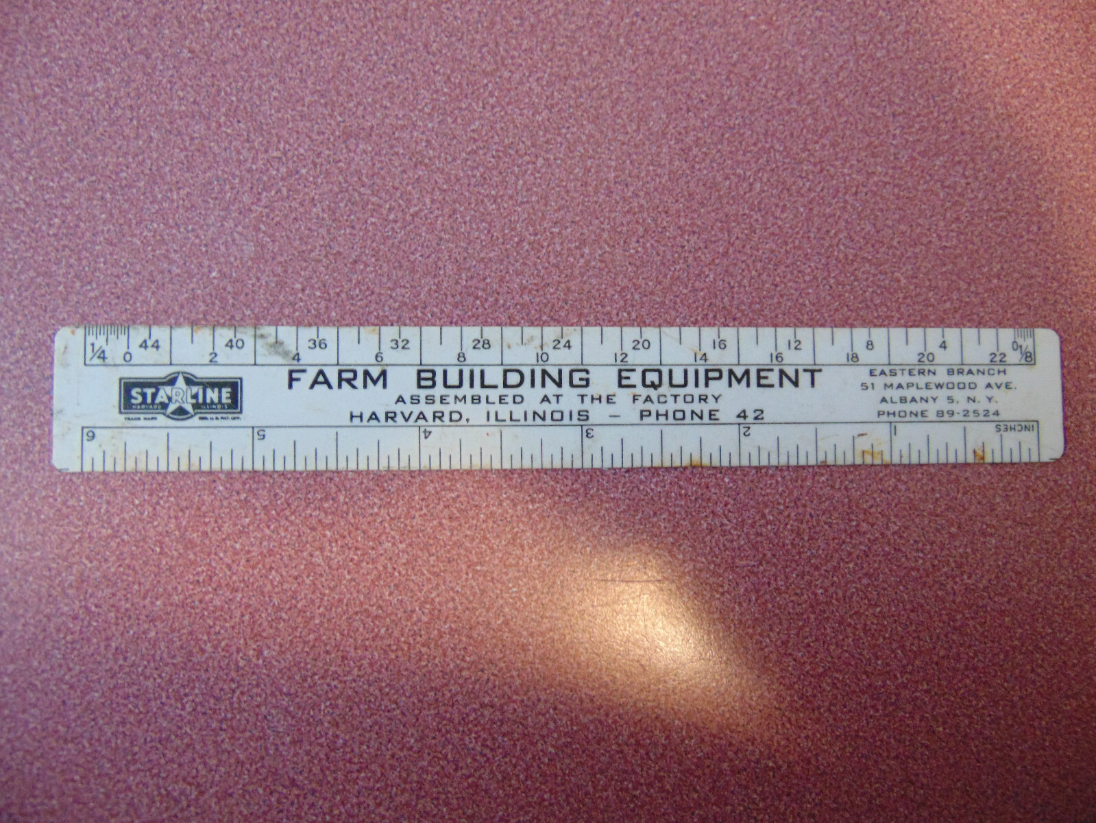 Farm Building Equipment Harvard, Illinois 6&Prime; Plastic Ruler/ Albany 5 N.Y.