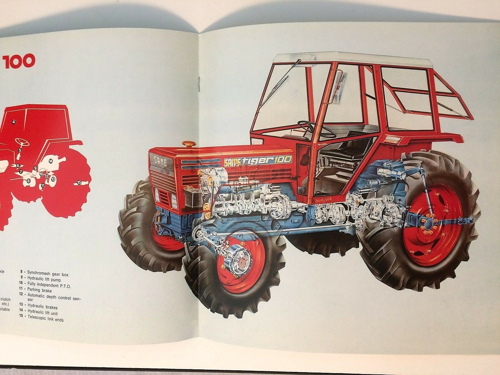 SAME Tiger 100 Tractor Color Brochure Italy 8 pg. Original &rsquo;77 near-MINT