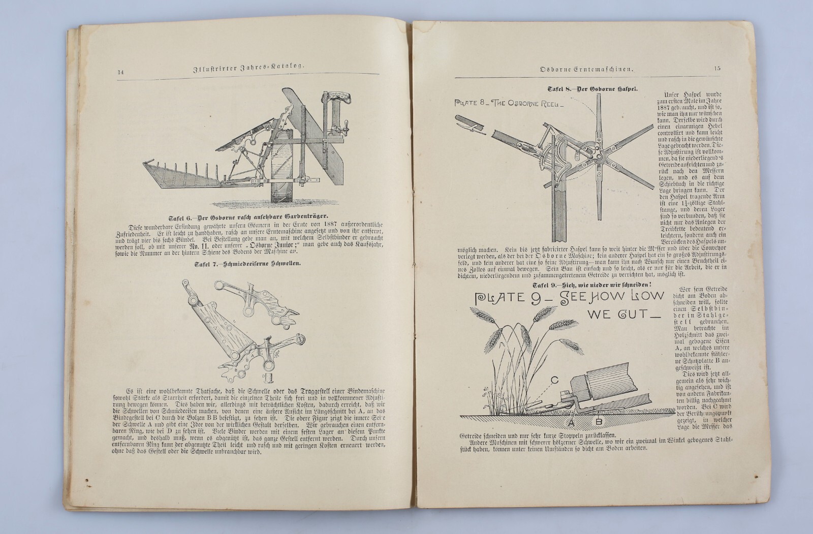 1888 D.M. Osbourne & Co. Harvesting Machinery Catalog In German Auburn NY Horse