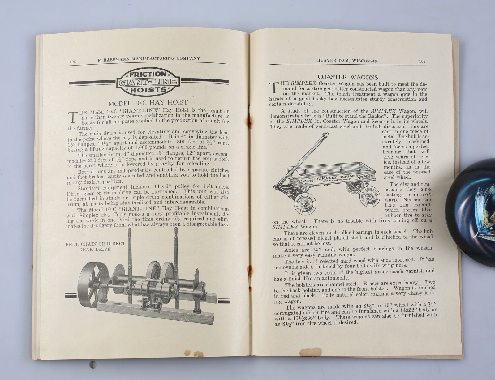 1920s F. Rassman Mfg. Co. Simplex Barn Equipment Catalog Brochures Beaver Dam WI