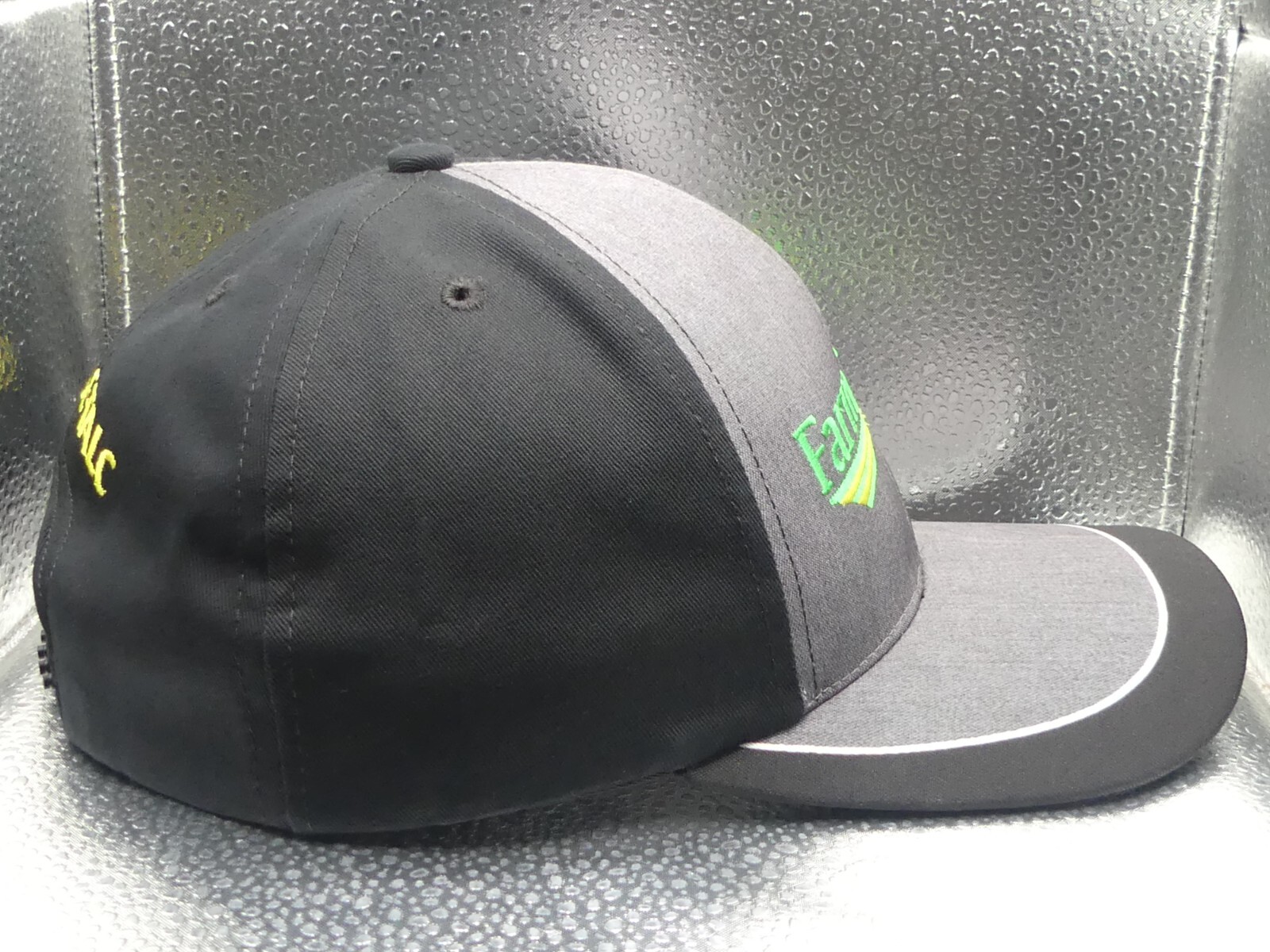 FarmTalc Gray Black Green Yellow White U.S.A. Farm Advertising Snapback Hat Cap