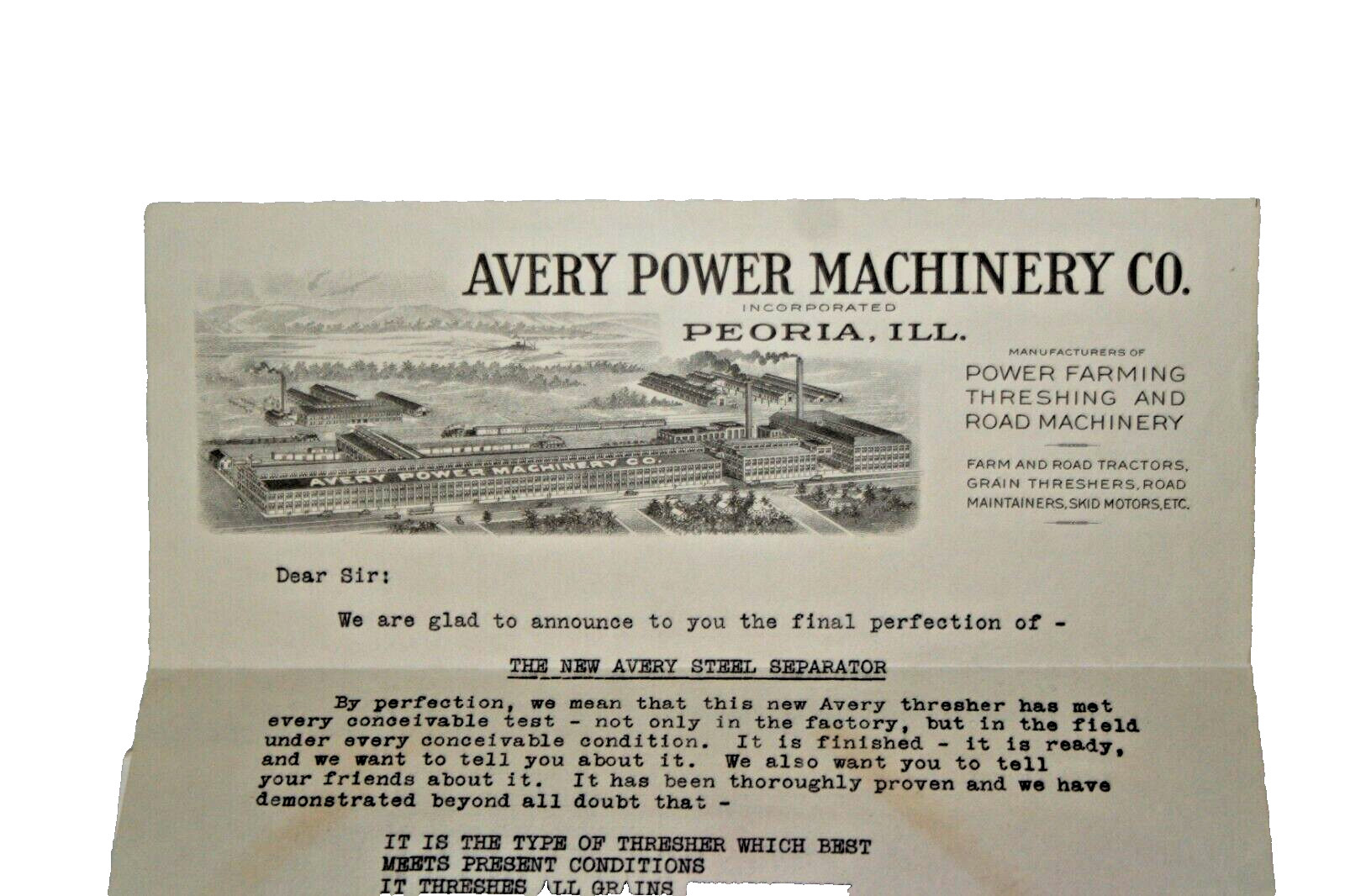 AVERY GRAIN SEPERATOR 1926